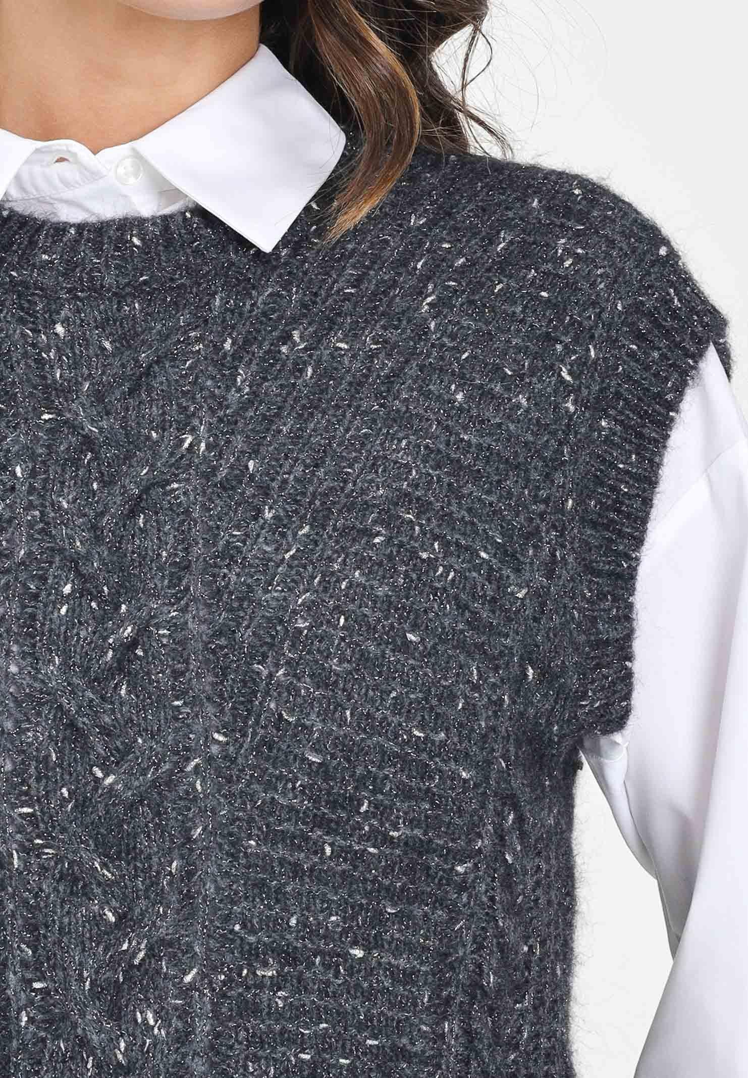 MAX MARA Gilet in maglia grossa color antracite da donna 2526356032600 005 MAX MARA