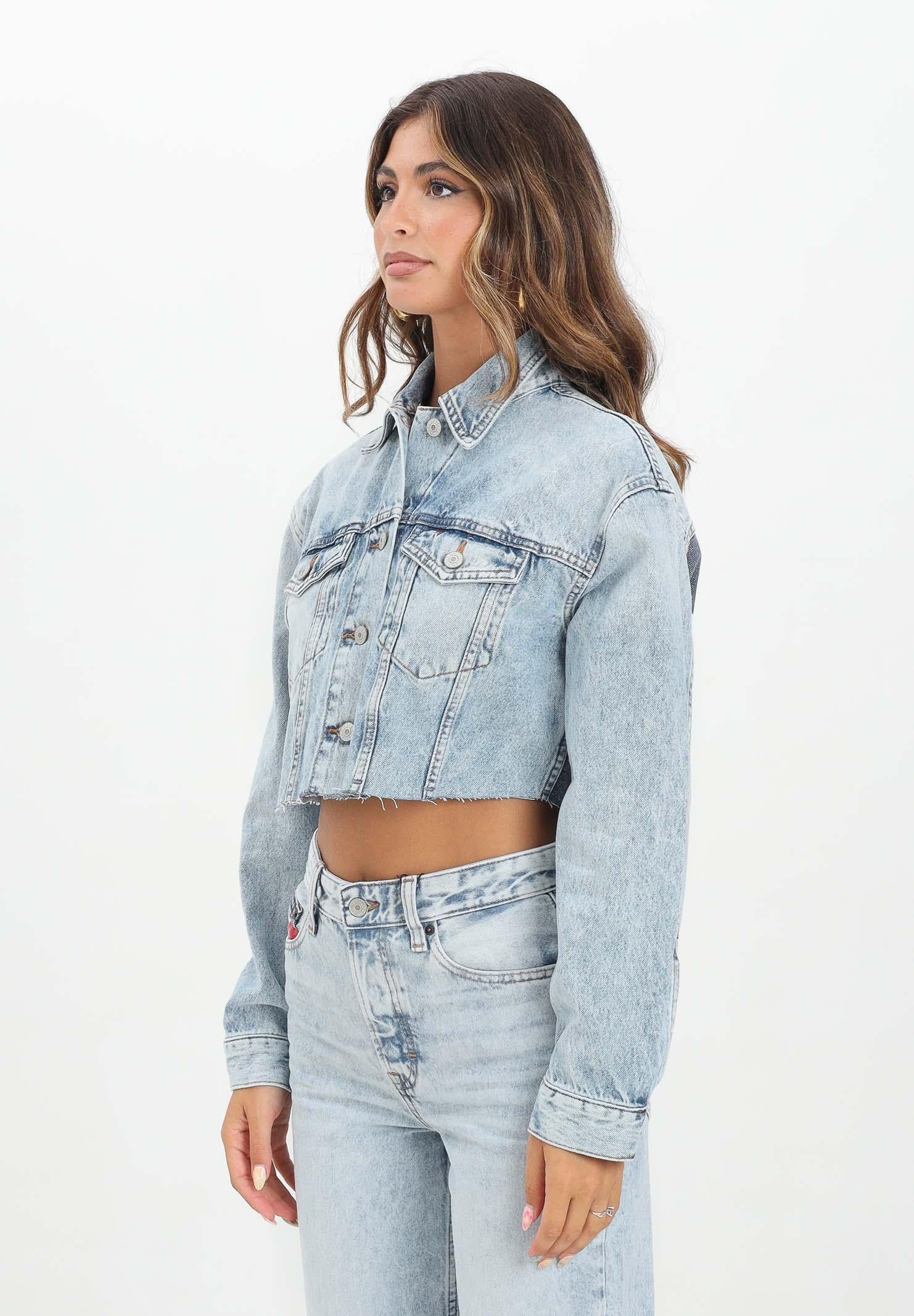 TOMMY JEANS Giubbotto crop in denim chiaro da donna con logo DW0DW210631A5 TOMMY JEANS