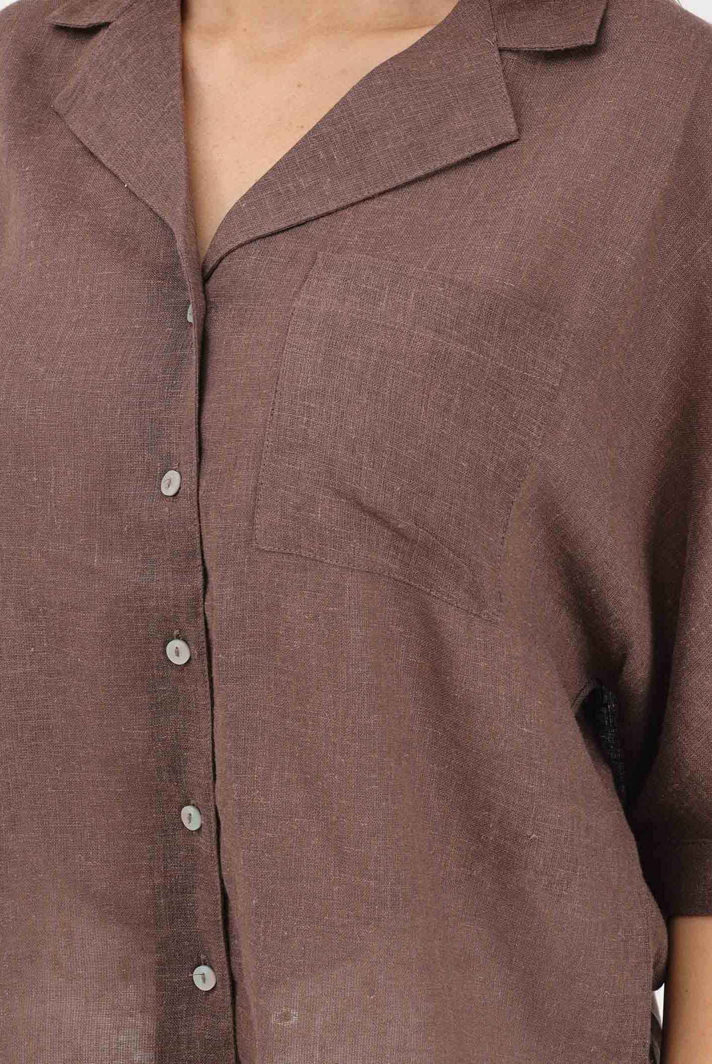 ONLY Camicia a manica corta marrone da donna 15314215 CHMA ONLY