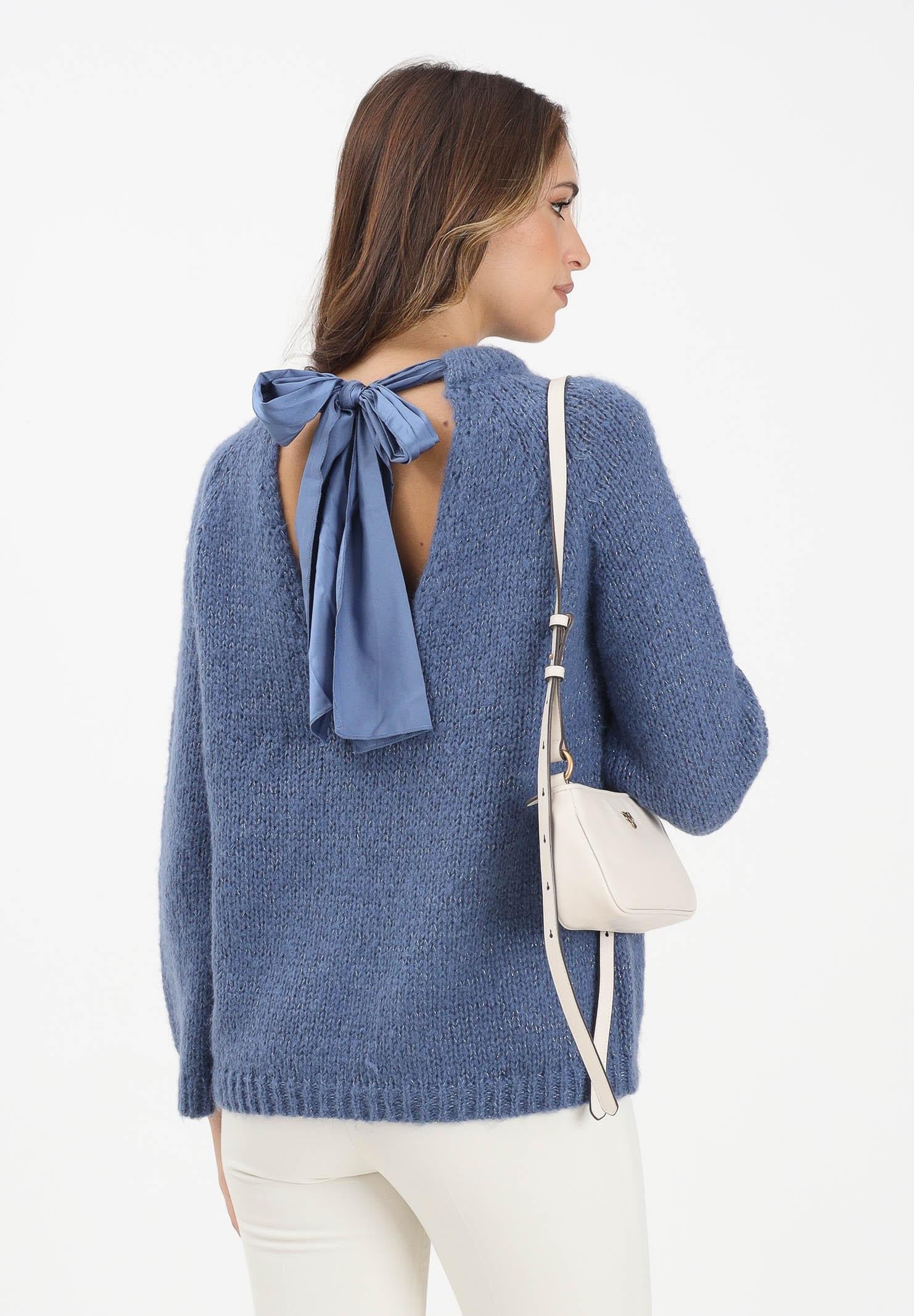 ONLY Maglioncino girocollo celeste da donna con fiocco sul retro 15353235 VintageIndigo ONLY