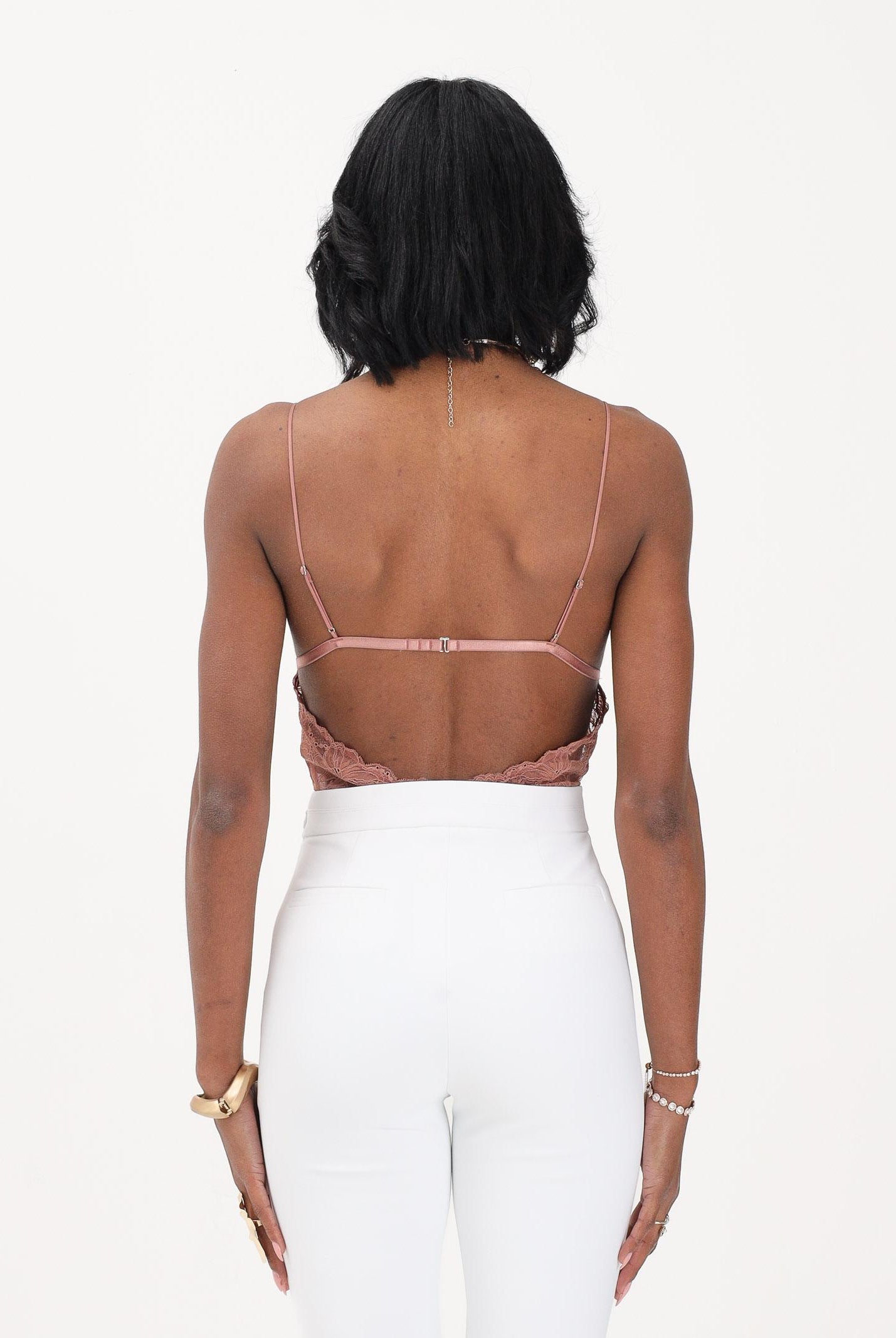 PATRIZIA PEPE Body in tulle e pizzo stretch terracotta da donna 2I0143A602 B885 PATRIZIA PEPE