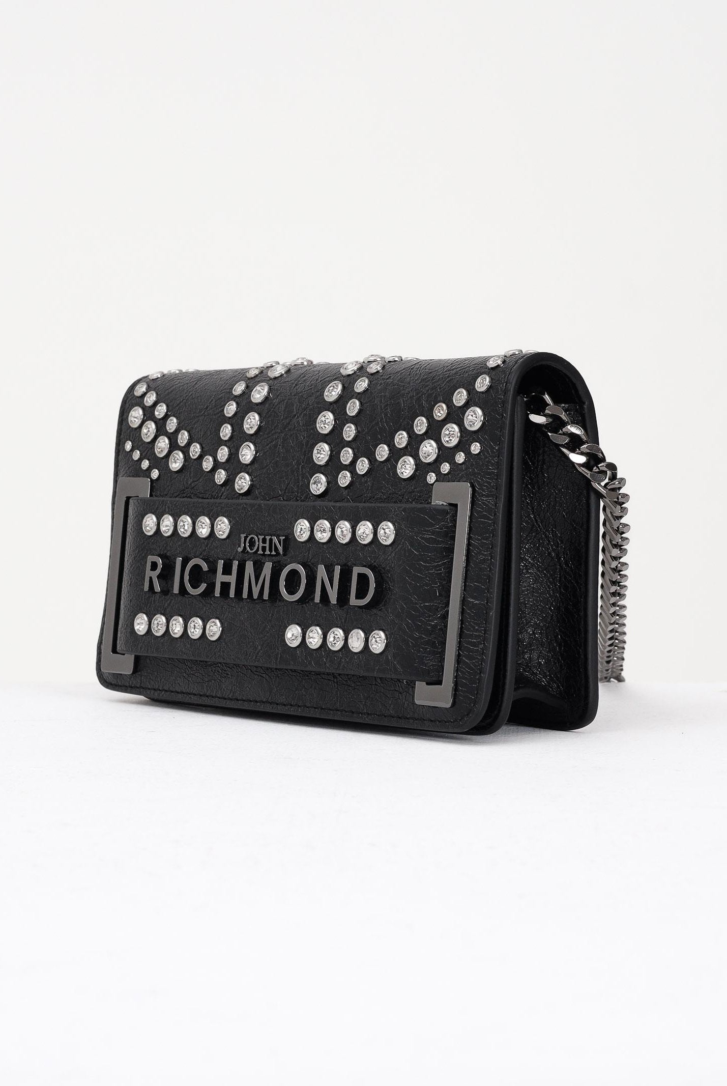 RICHMOND Borsa a tracolla nera da donna con borchie e logo RWA25235BO BL RICHMOND