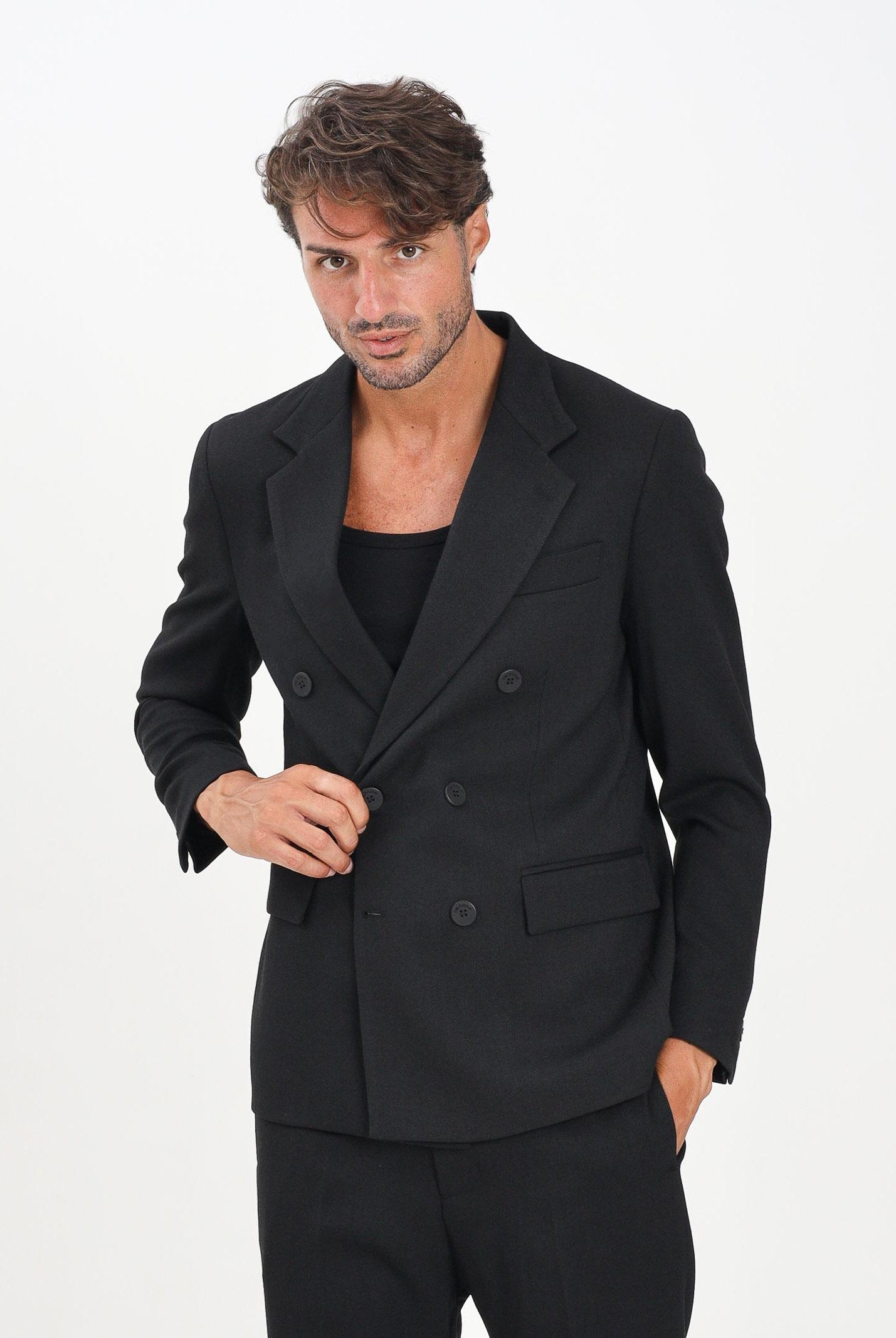 I'M BRIAN Giacca doppiopetto nera da uomo GIA3461 009 I'M BRIAN