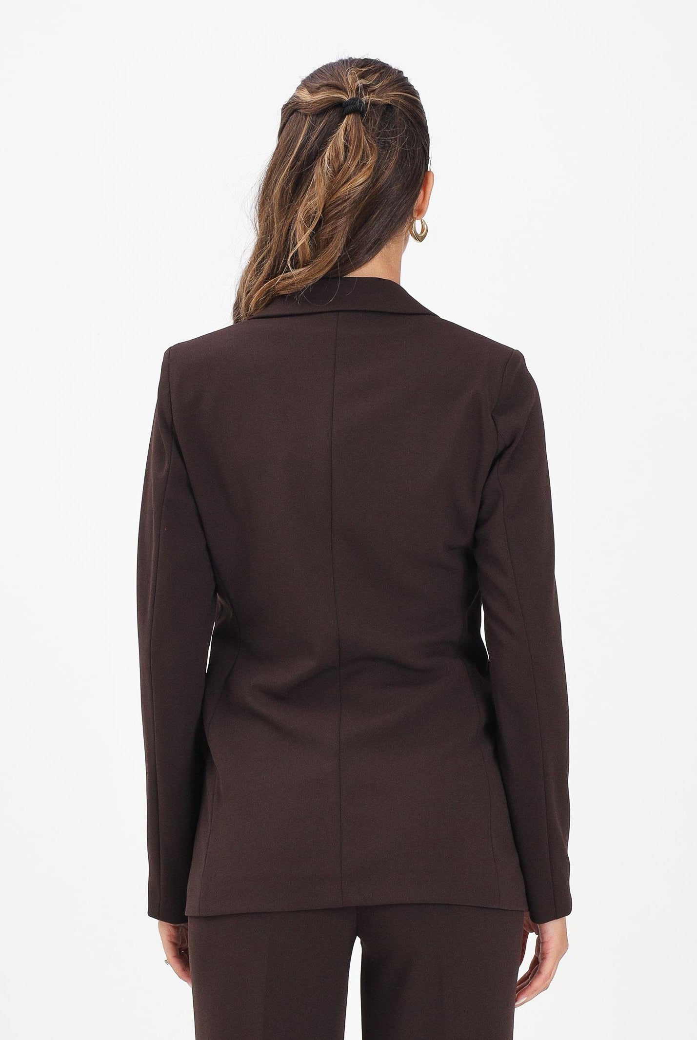 VICOLO Giacca marrone da donna con inserti in raso TF0304 FU69 VICOLO