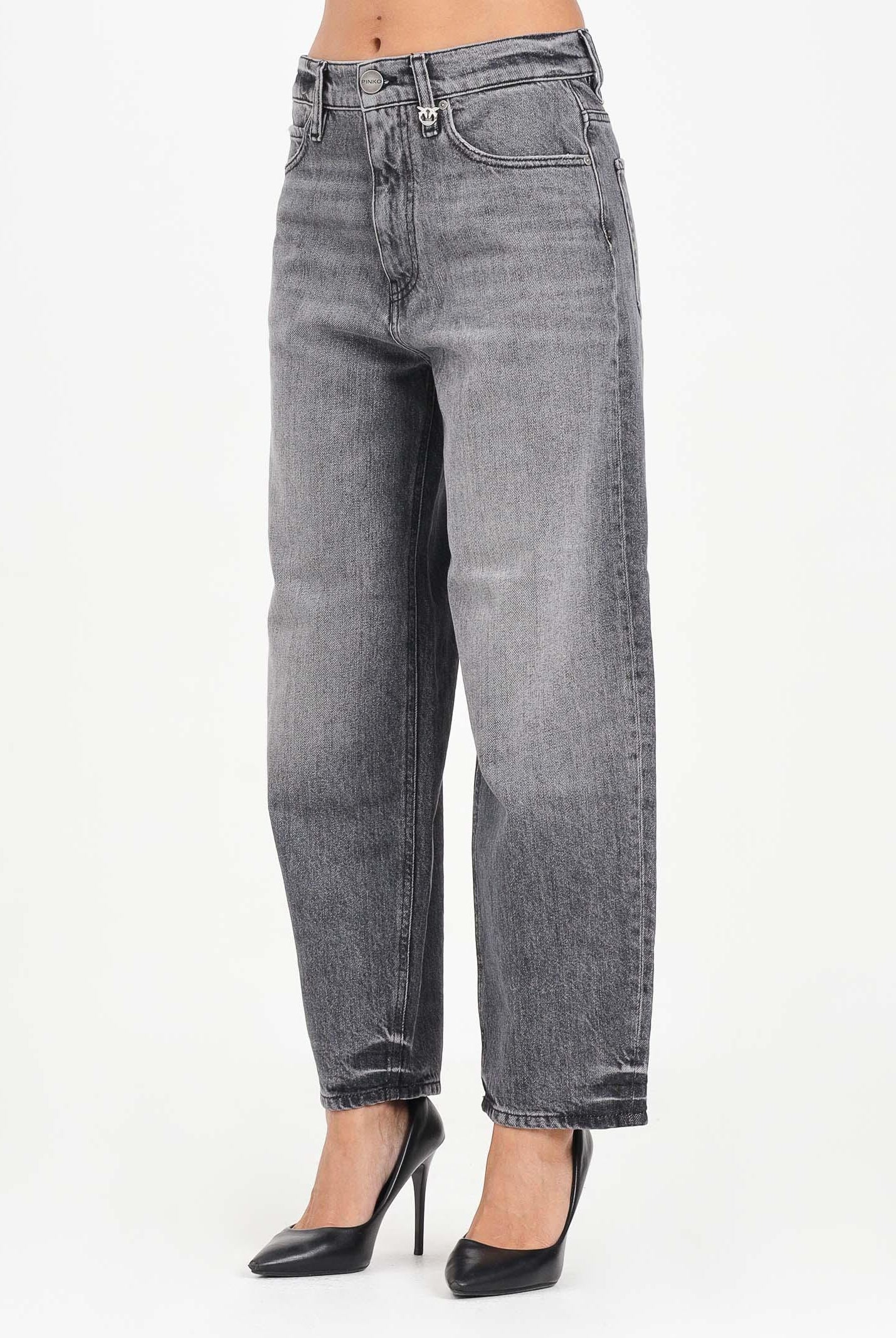 PINKO Jeans balloon in denim grigio da donna 103857A2RY PJ9 PINKO