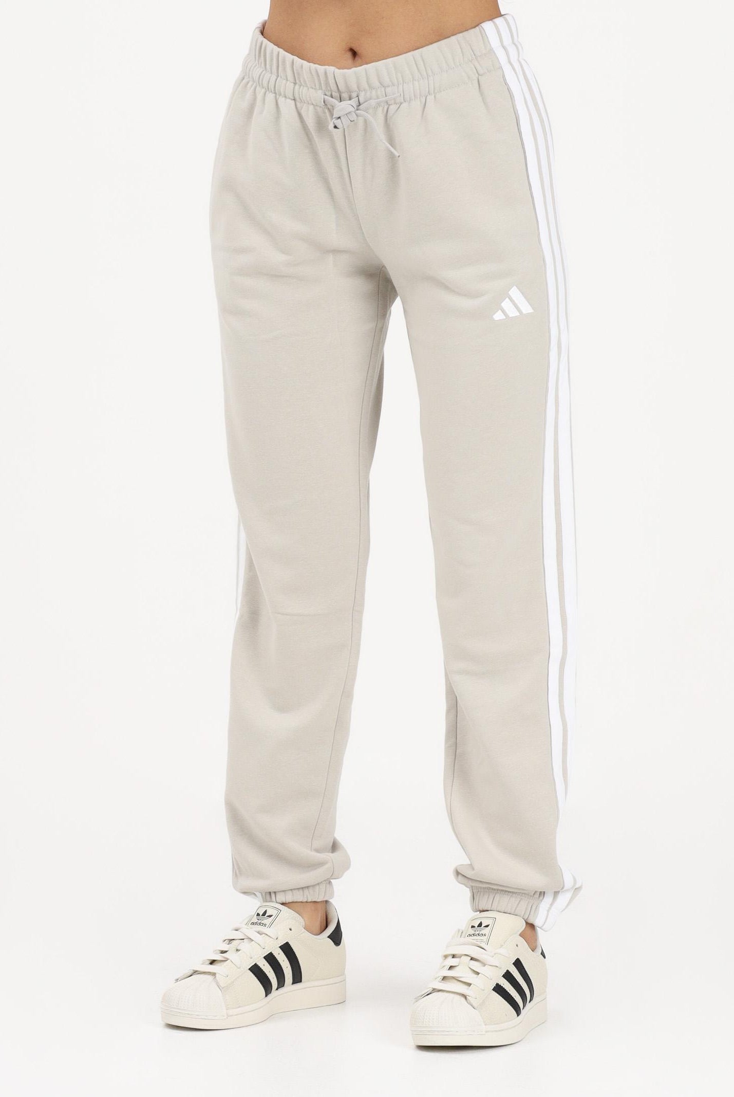 ADIDAS PERFORMANCE Pantalone sportivo Essentials 3-Stripes French Terry Cuffed beige da donna JE0049 . ADIDAS PERFORMANCE