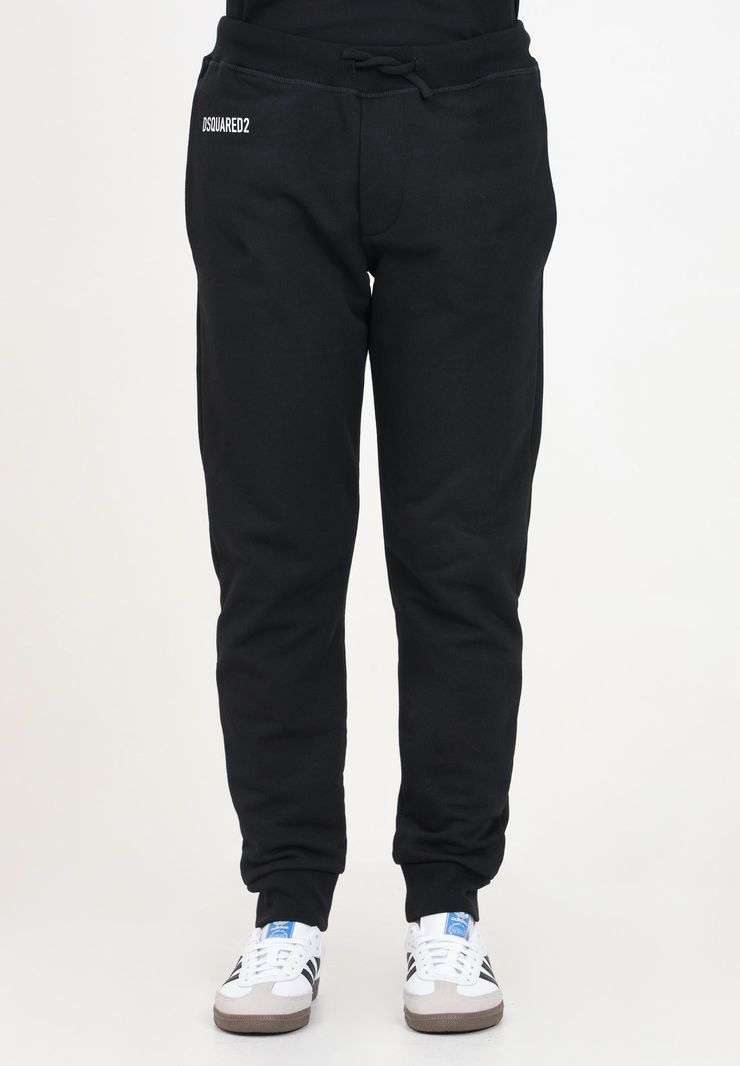 Pantalone sportivo nero per donna e bambina con stampa logo DQ2527D003G DQ900 DSQUARED2