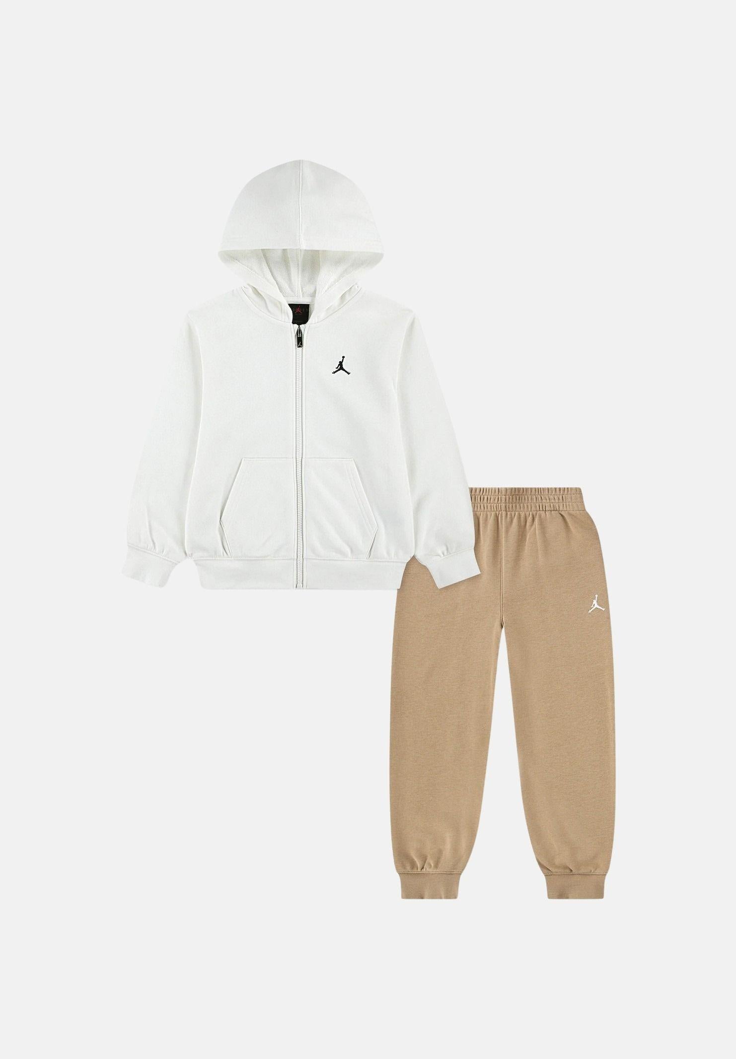 JORDAN Tuta bianca e beige per bambino e bambina con logo Jumpman 85F124 X0L JORDAN