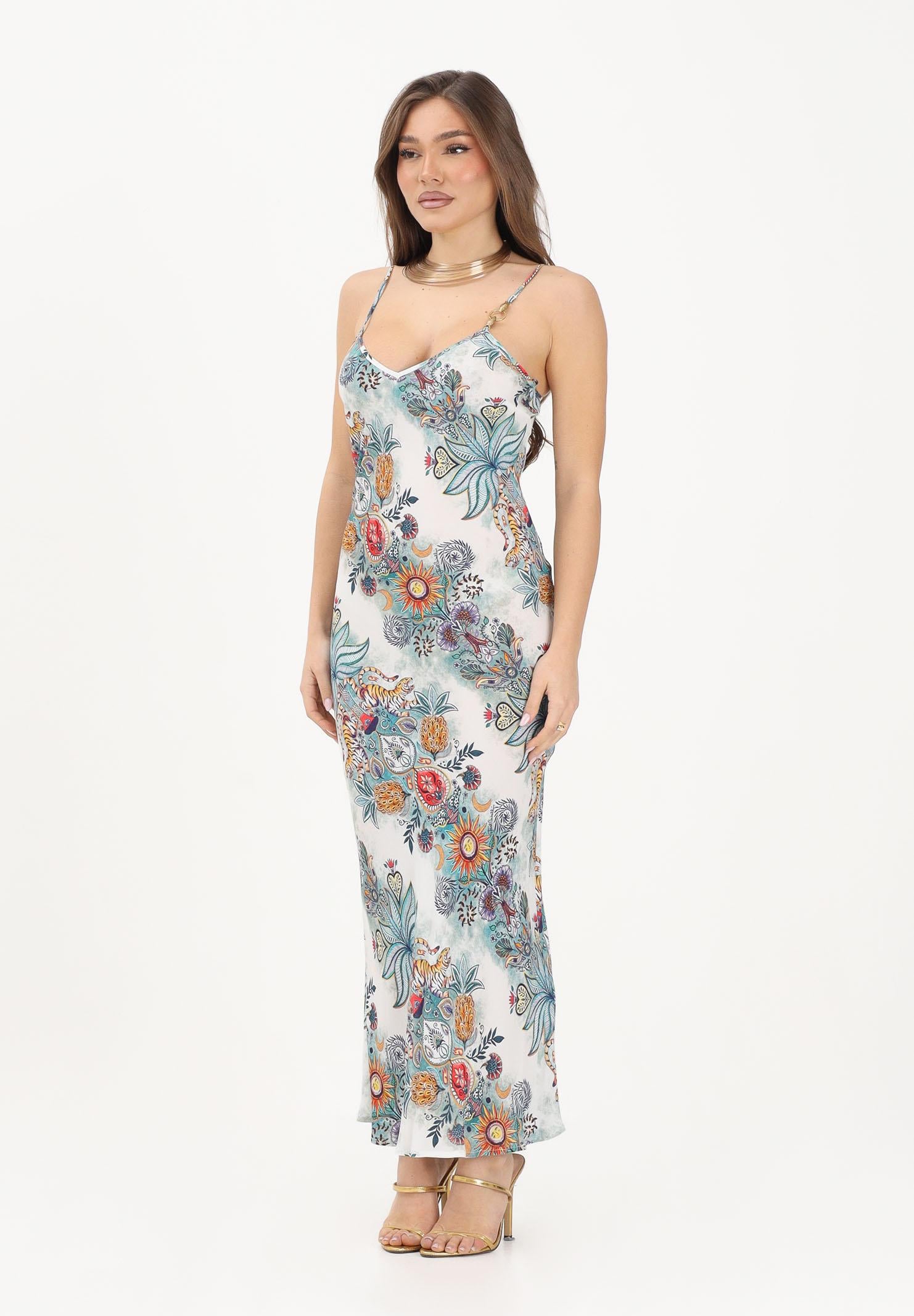 JUST CAVALLI Abito midi panna da donna con fantasia multicolore 80PAO925NS837 217 JUST CAVALLI