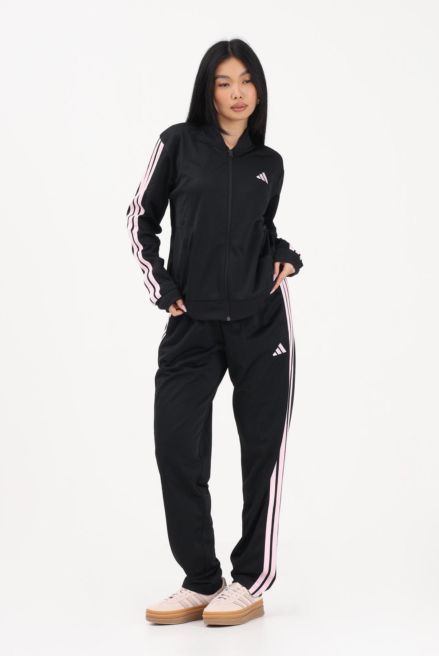 ADIDAS PERFORMANCE Tuta Essentials nera e rosa da donna KQ7578 . ADIDAS PERFORMANCE