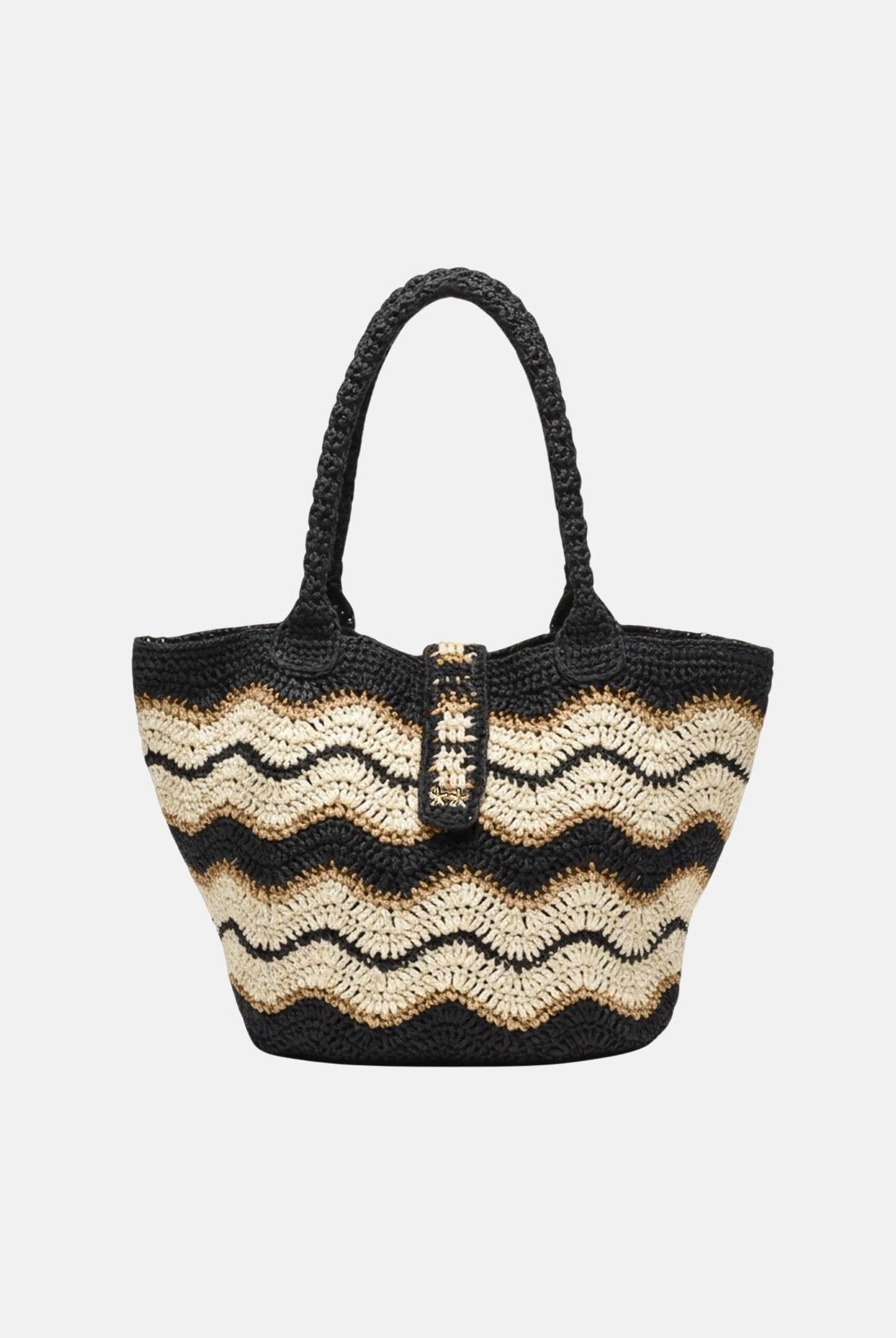 F**K Borsa a spalla nera e beige da donna con motivo a onde FA26-SW0061BK . F**K
