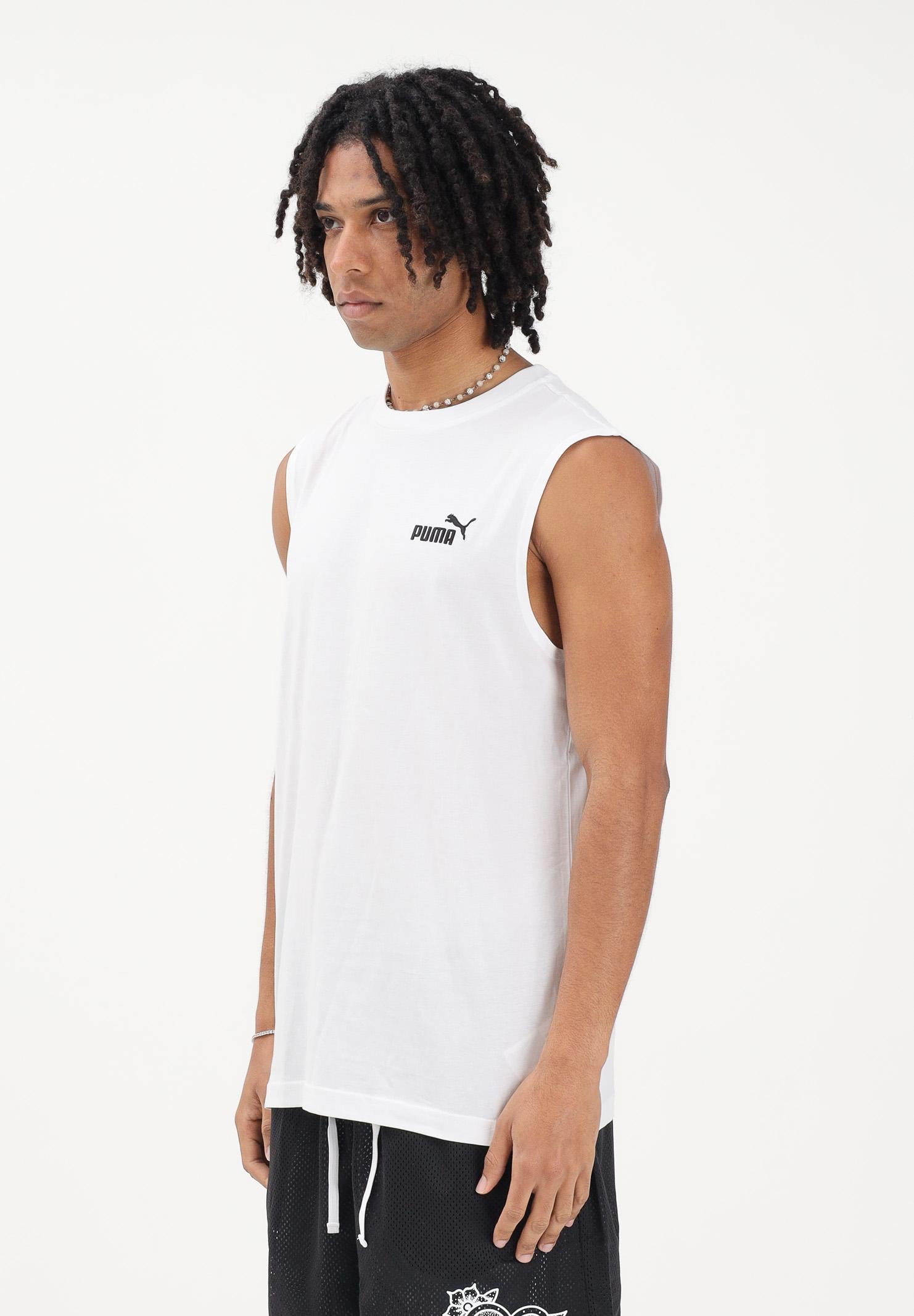 PUMA T-shirt senza maniche Essentials bianca da uomo 682626 02 PUMA