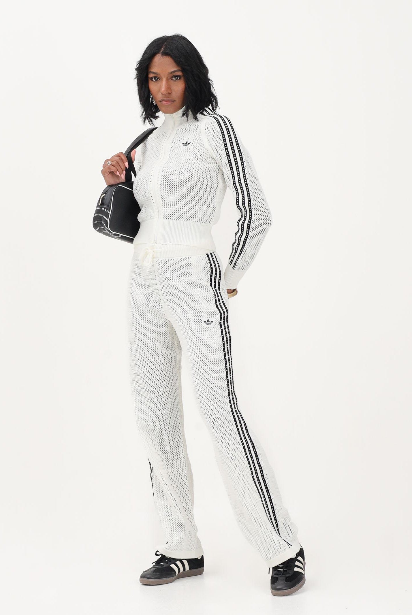 ADIDAS ORIGINALS Pantalone KNITTED CROCHET FIREBIRD bianco da donna KC6493 . ADIDAS ORIGINALS