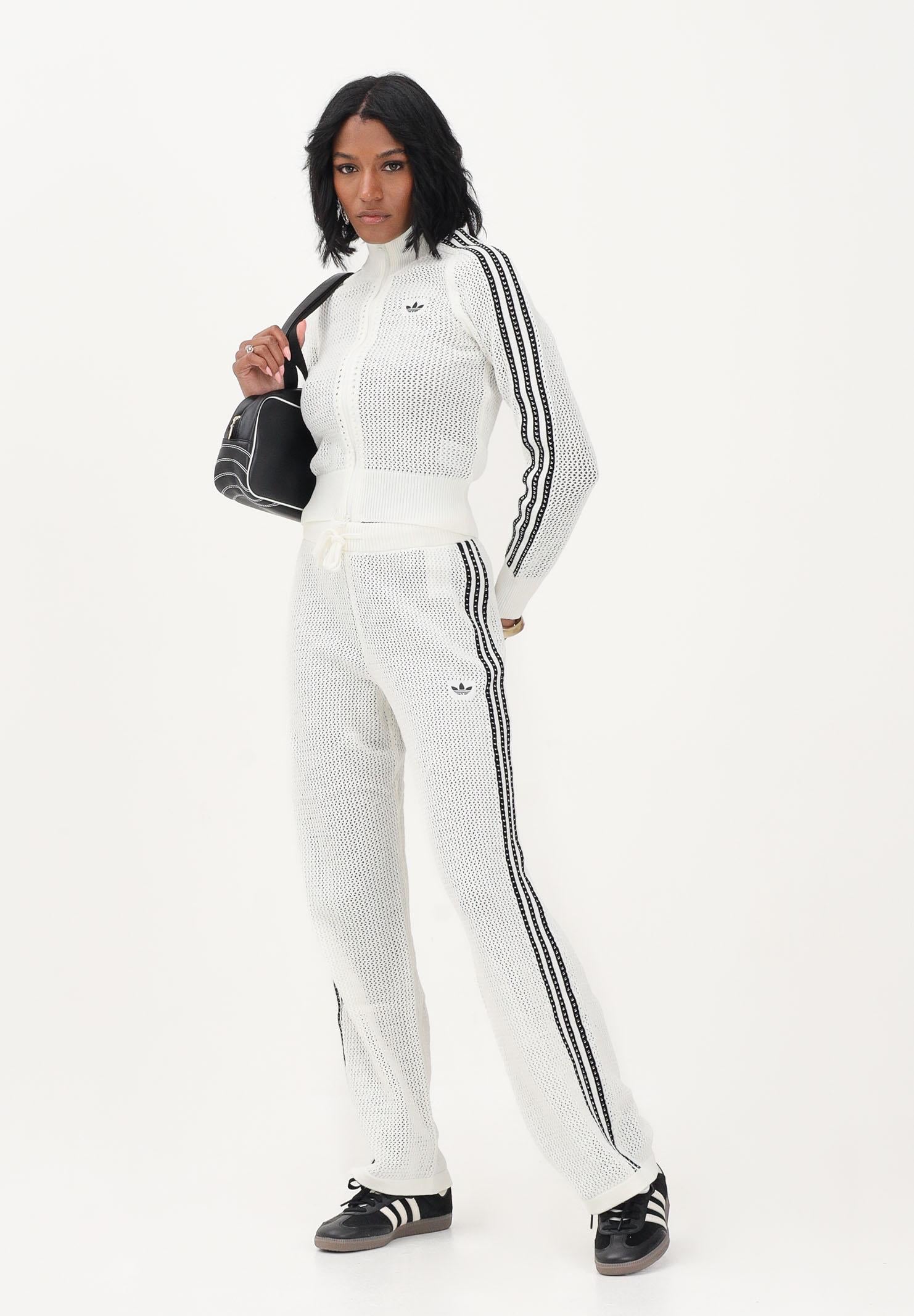 ADIDAS ORIGINALS Pantalone KNITTED CROCHET FIREBIRD bianco da donna KC6493 . ADIDAS ORIGINALS