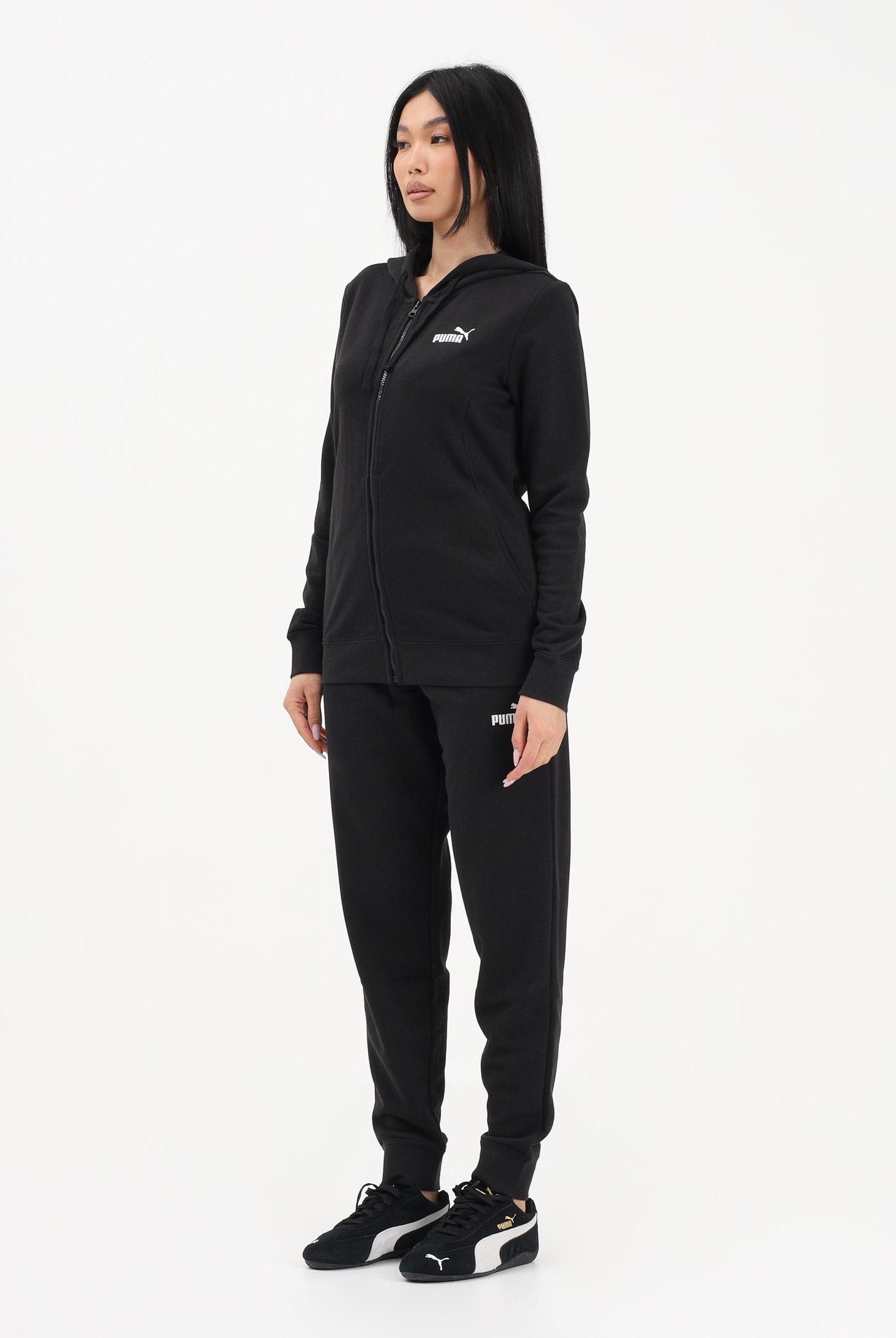 PUMA Tuta nera da donna con logo 691902 01 PUMA