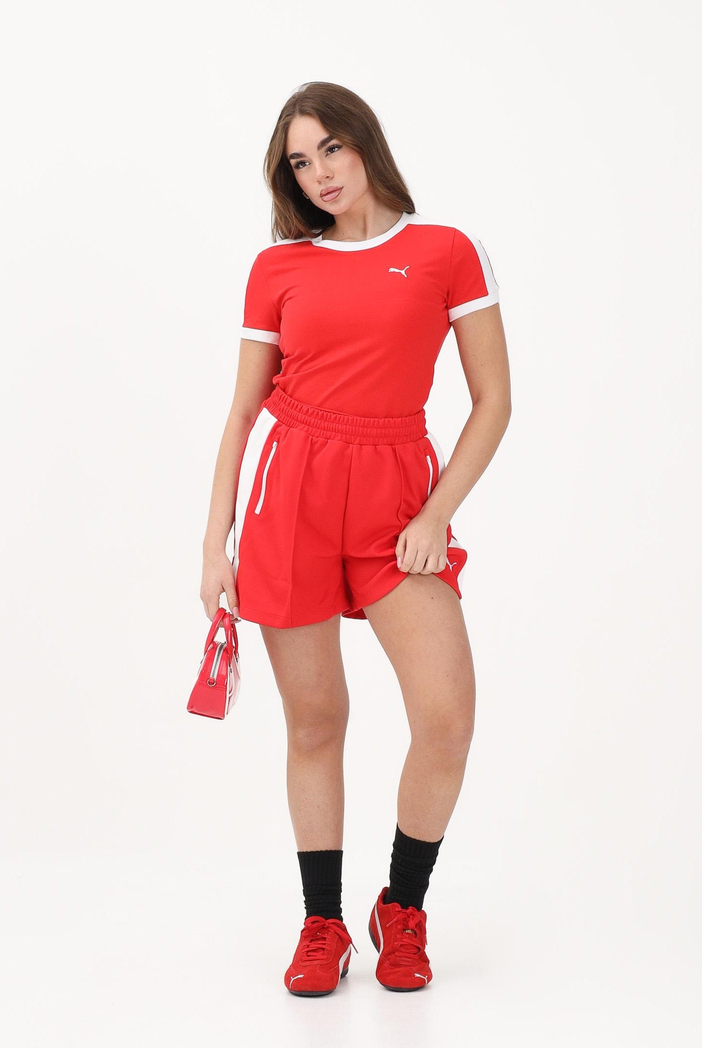 PUMA Shorts sportivo T7 4" rosso da donna 634620 11 PUMA