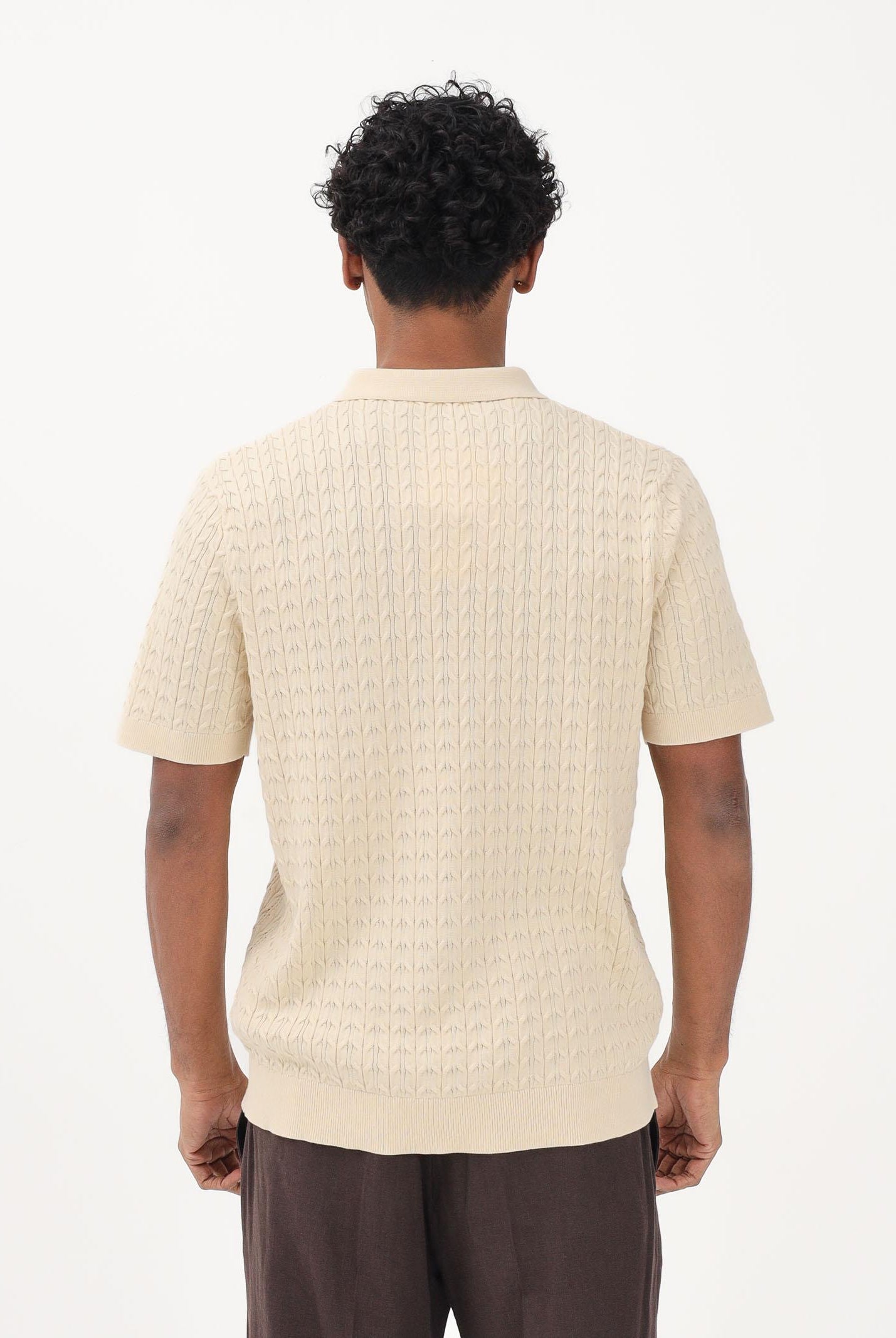 SELECTED HOMME Polo a manica corta in maglia beige chiaro da uomo 16100065 AN SELECTED HOMME