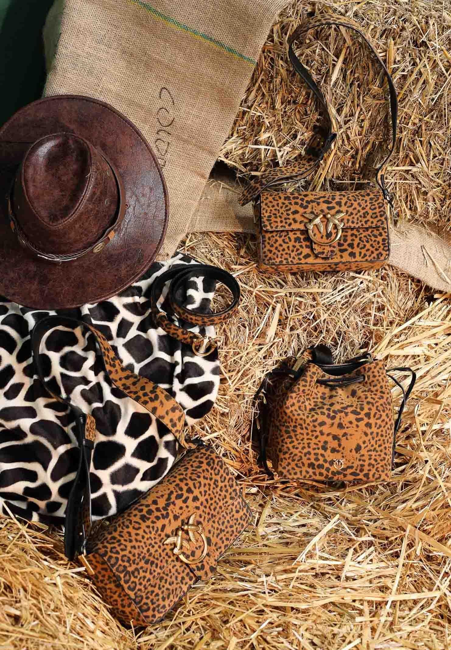 PINKO Borsa a tracolla Slouchy cammello da donna in Suede Leopardato 106244A32A M35Q PINKO