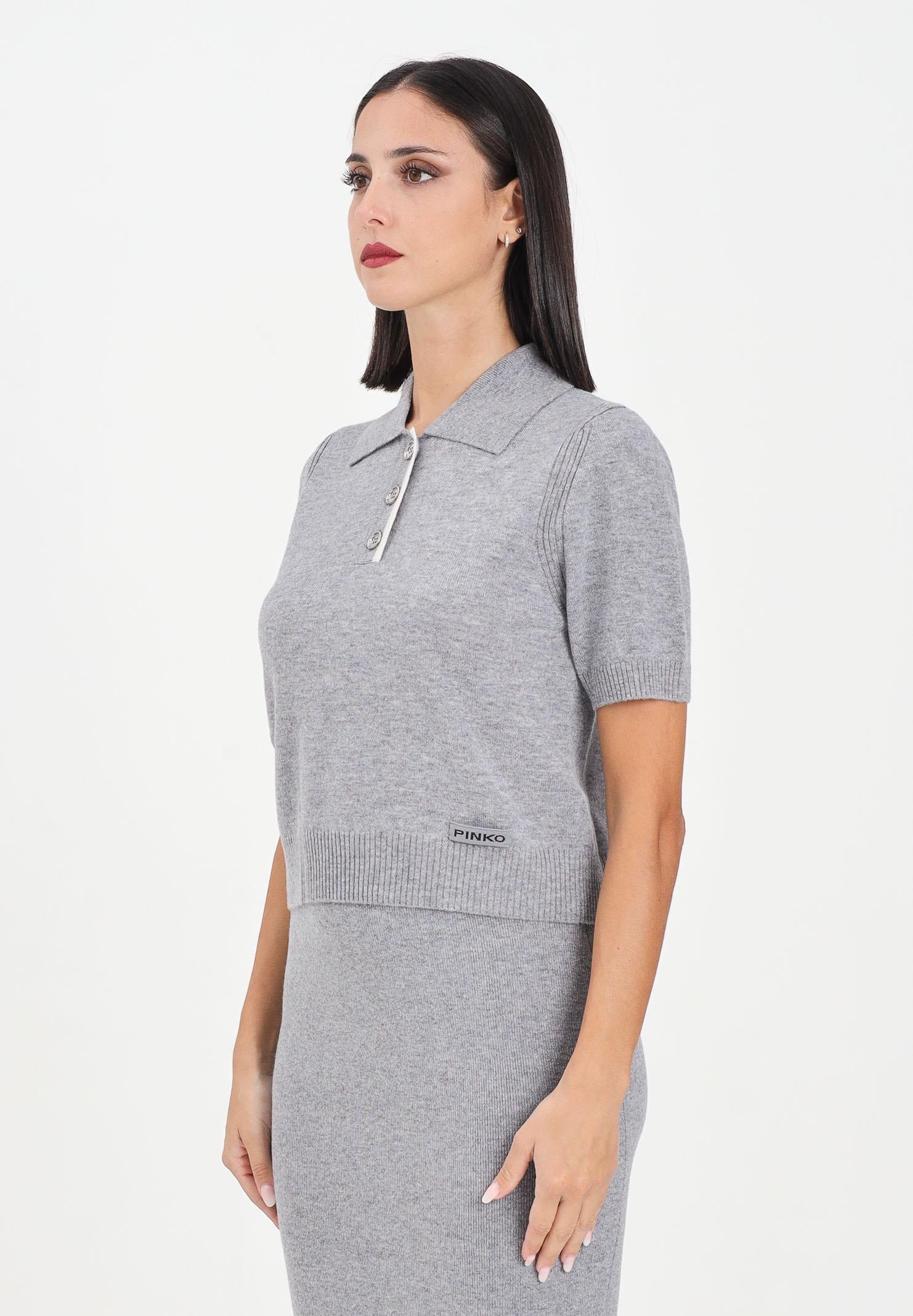 PINKO Maglia a manica corta grigia da donna stile polo 105450A2Q9 II2 PINKO