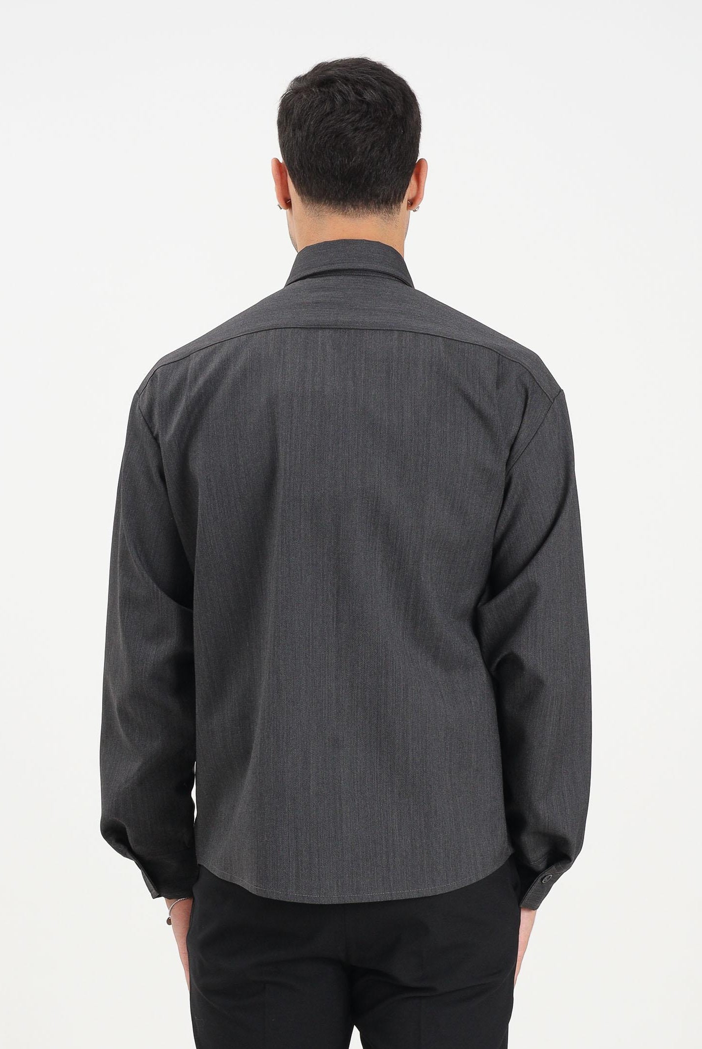 YES LONDON Camicia a manica lunga grigia da uomo XCM7209 AN YES LONDON