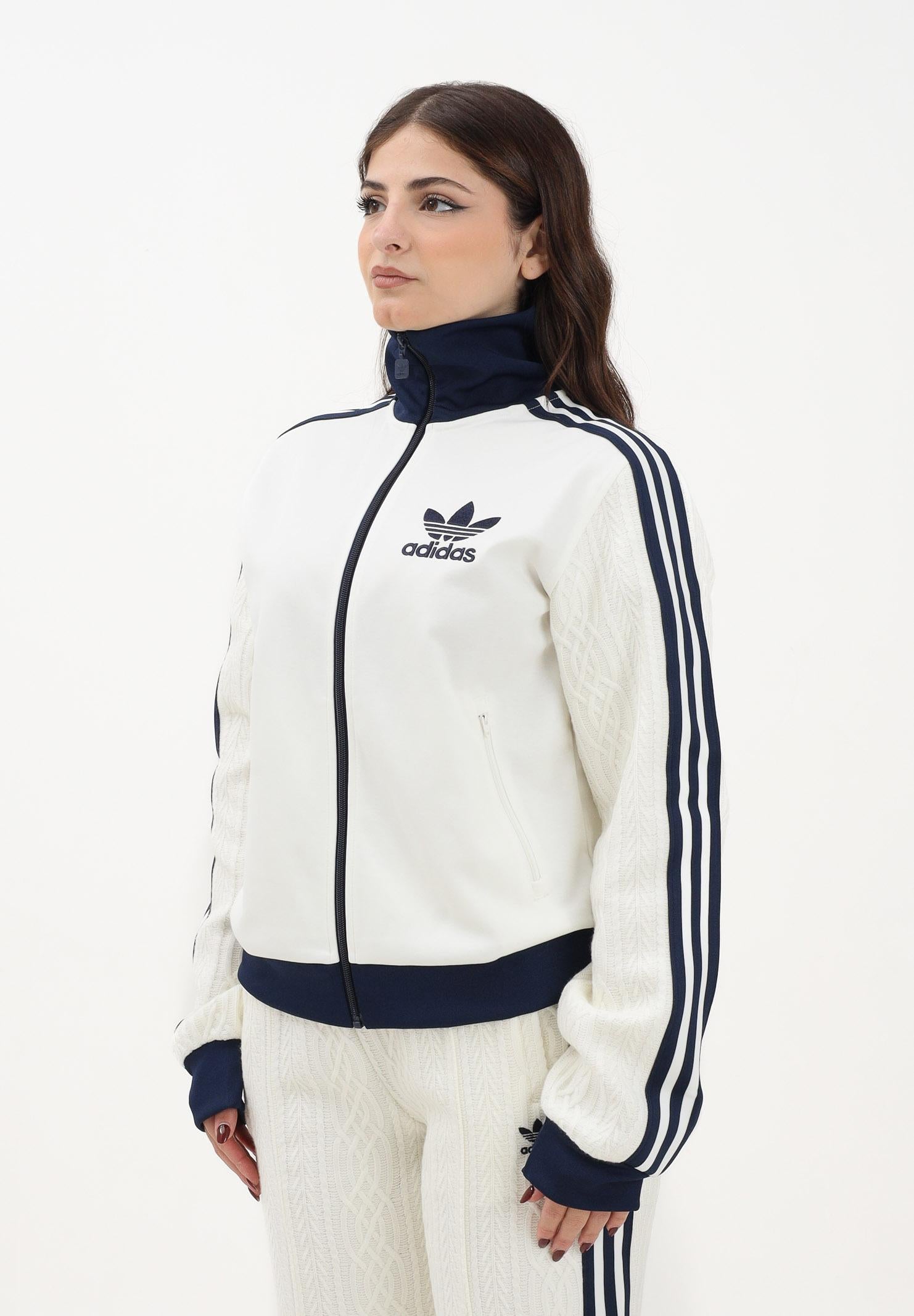 ADIDAS ORIGINALS Felpa con zip Knit Classic panna da donna KS7800 . ADIDAS ORIGINALS