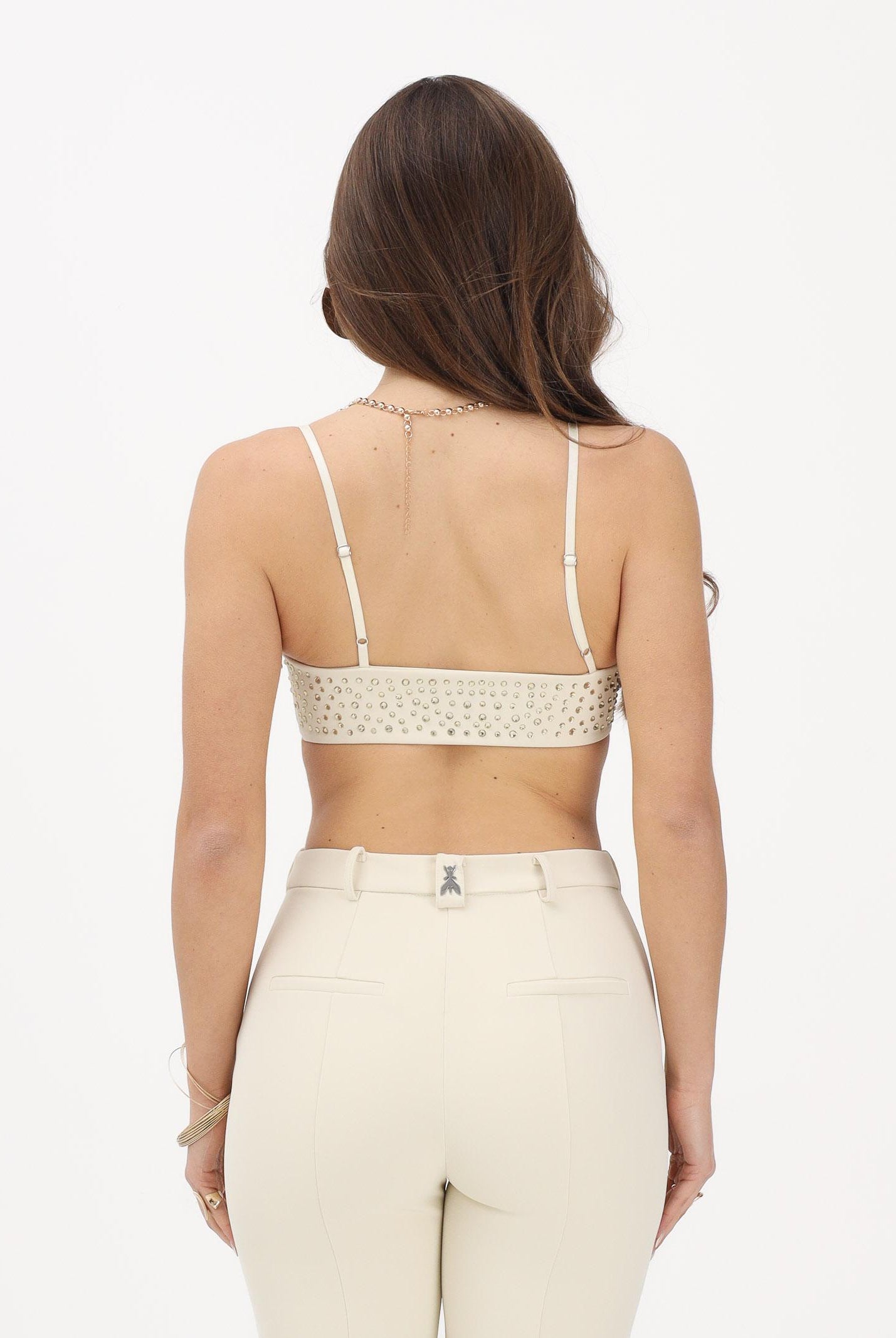 PATRIZIA PEPE Top elegante crema da donna con strass 2C1694A737 W418 PATRIZIA PEPE