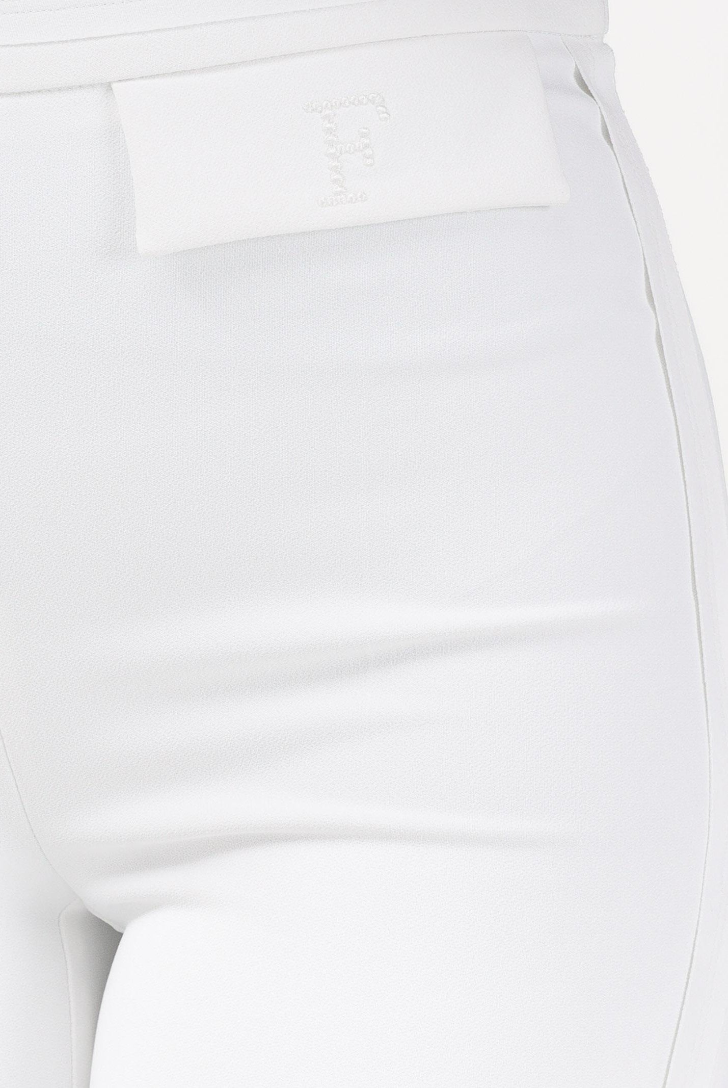 ELISABETTA FRANCHI Pantalone elegante avorio da donna con logo ricamato PA17061E2 360 ELISABETTA FRANCHI