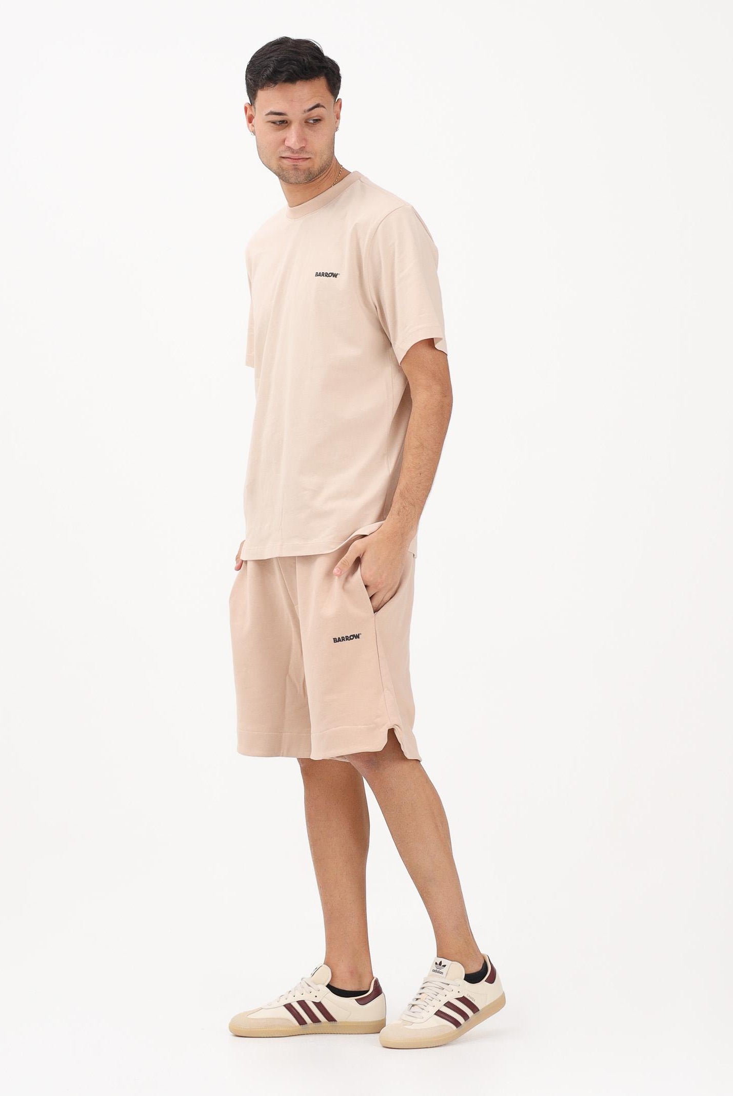 BARROW Shorts sportivo sabbia per uomo e donna con logo S6BWUABE009 092 BARROW