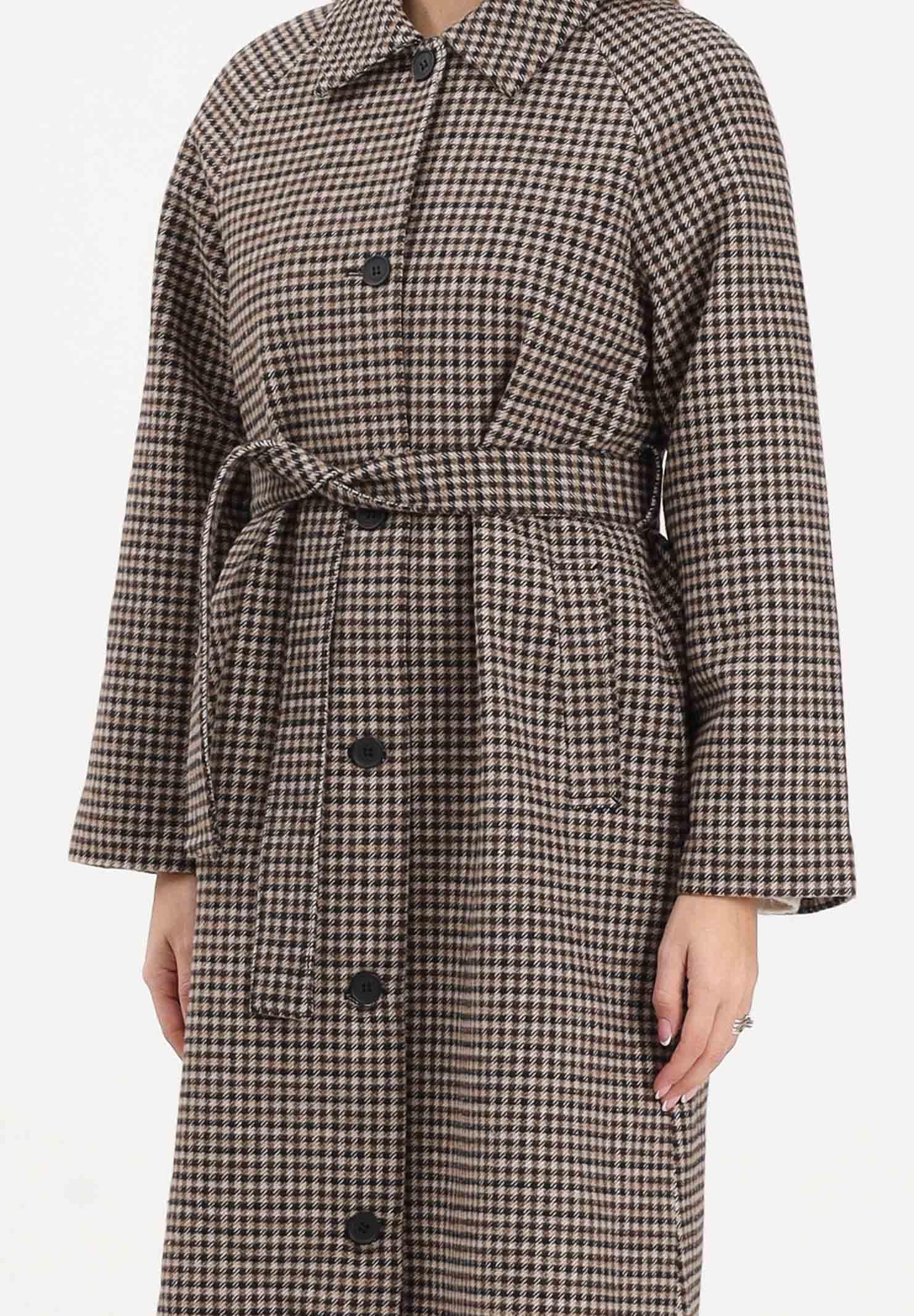 JDY Cappotto lungo marrone da donna con motivo pied de poule 15357594 IcedCoffee JDY