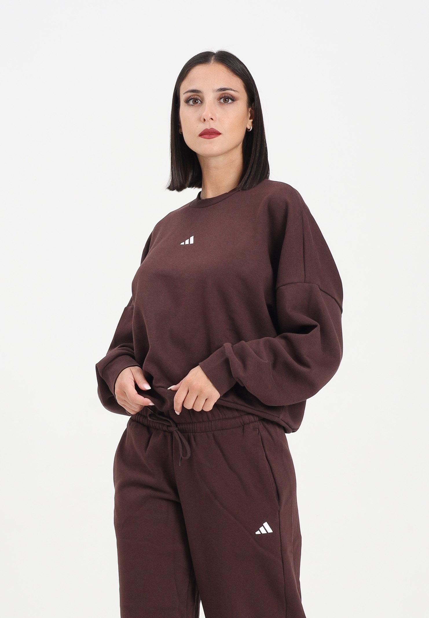 ADIDAS PERFORMANCE Felpa girocollo Essentials Small Logo Feelcozy marrone da donna JV7302 ADIDAS PERFORMANCE