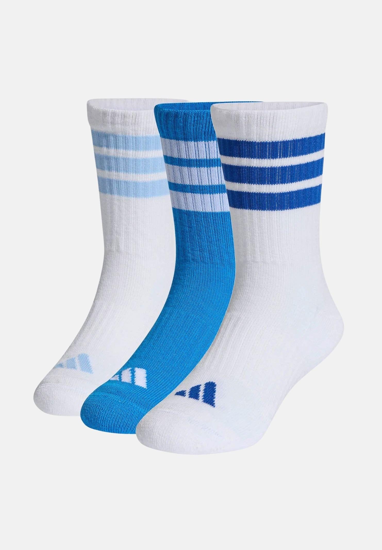 ADIDAS PERFORMANCE Calzini (3paia) 3-STRIPES bianchi e azzurri da bambino KD1720 . ADIDAS PERFORMANCE