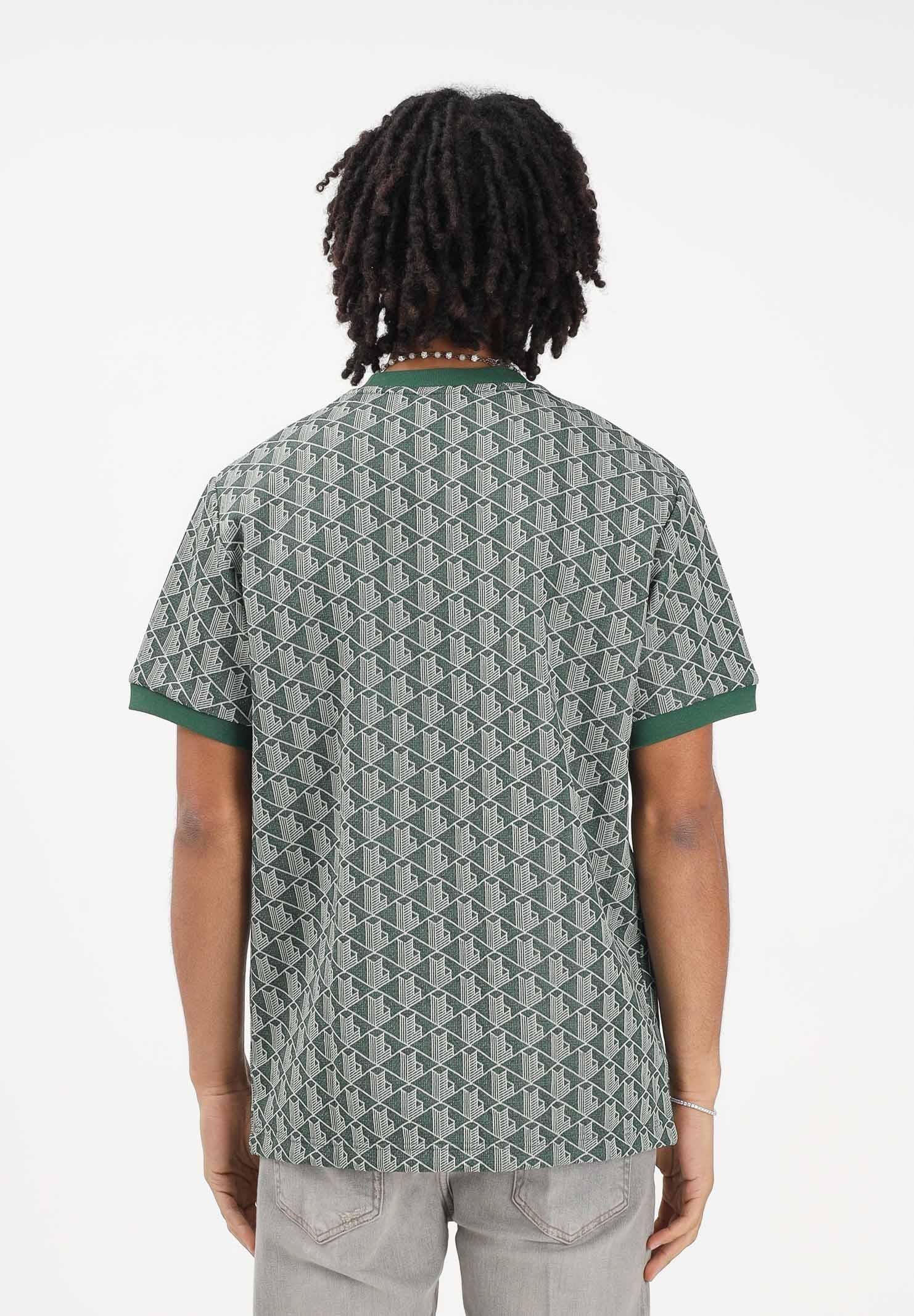 LACOSTE T-shirt a manica corta verde da uomo con monogramma jacquard TH1197 D1R LACOSTE
