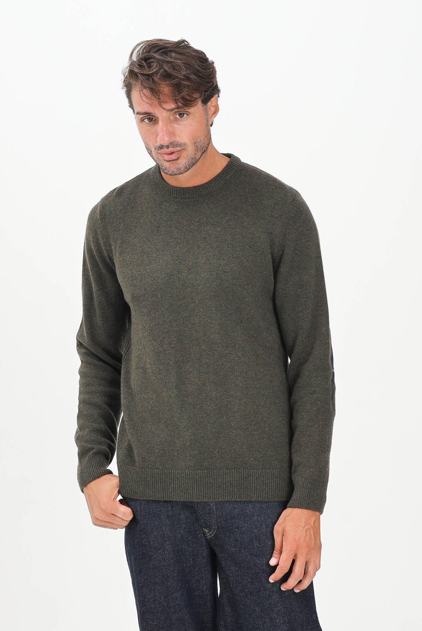 BARBOUR Maglione girocollo Holden verde da uomo 252MMKN1576 OL91 BARBOUR