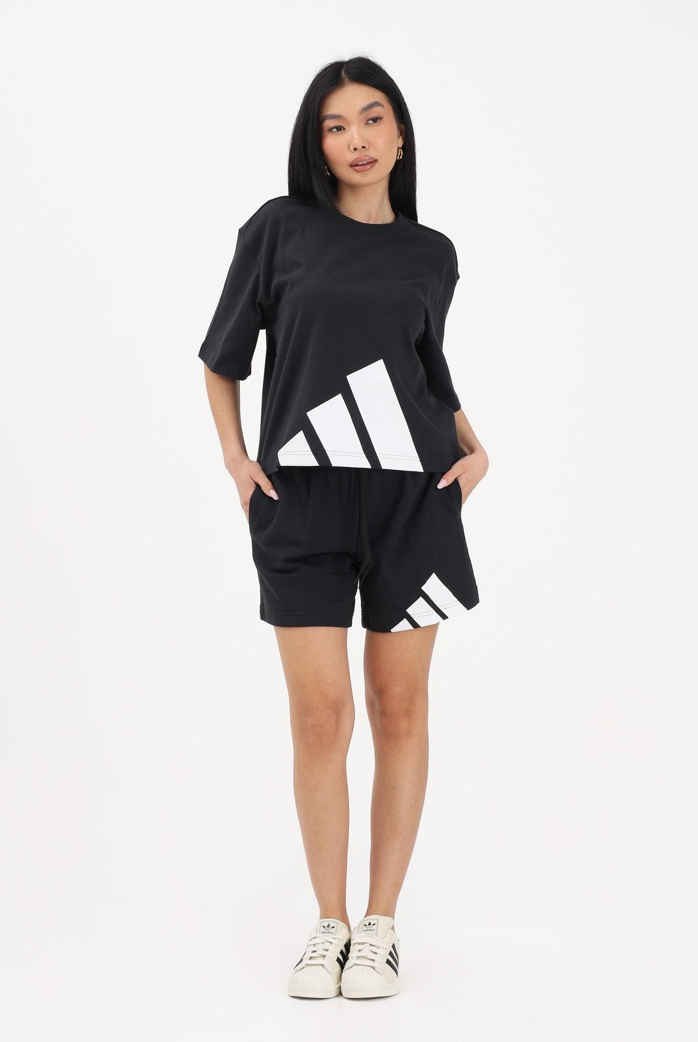 ADIDAS PERFORMANCE Shorts Essentials Big Logo French Terry nero da donna JC6262 . ADIDAS PERFORMANCE