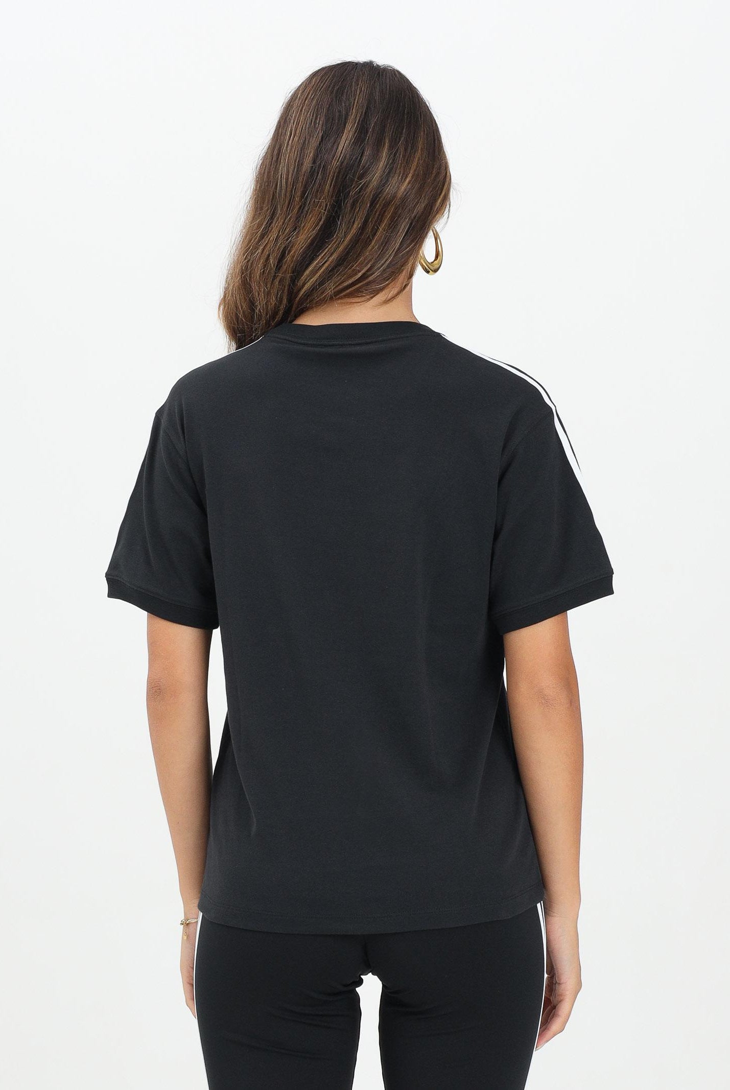 ADIDAS ORIGINALS T-shirt a manica corta 3-Stripes nera da donna IU2420 . ADIDAS ORIGINALS