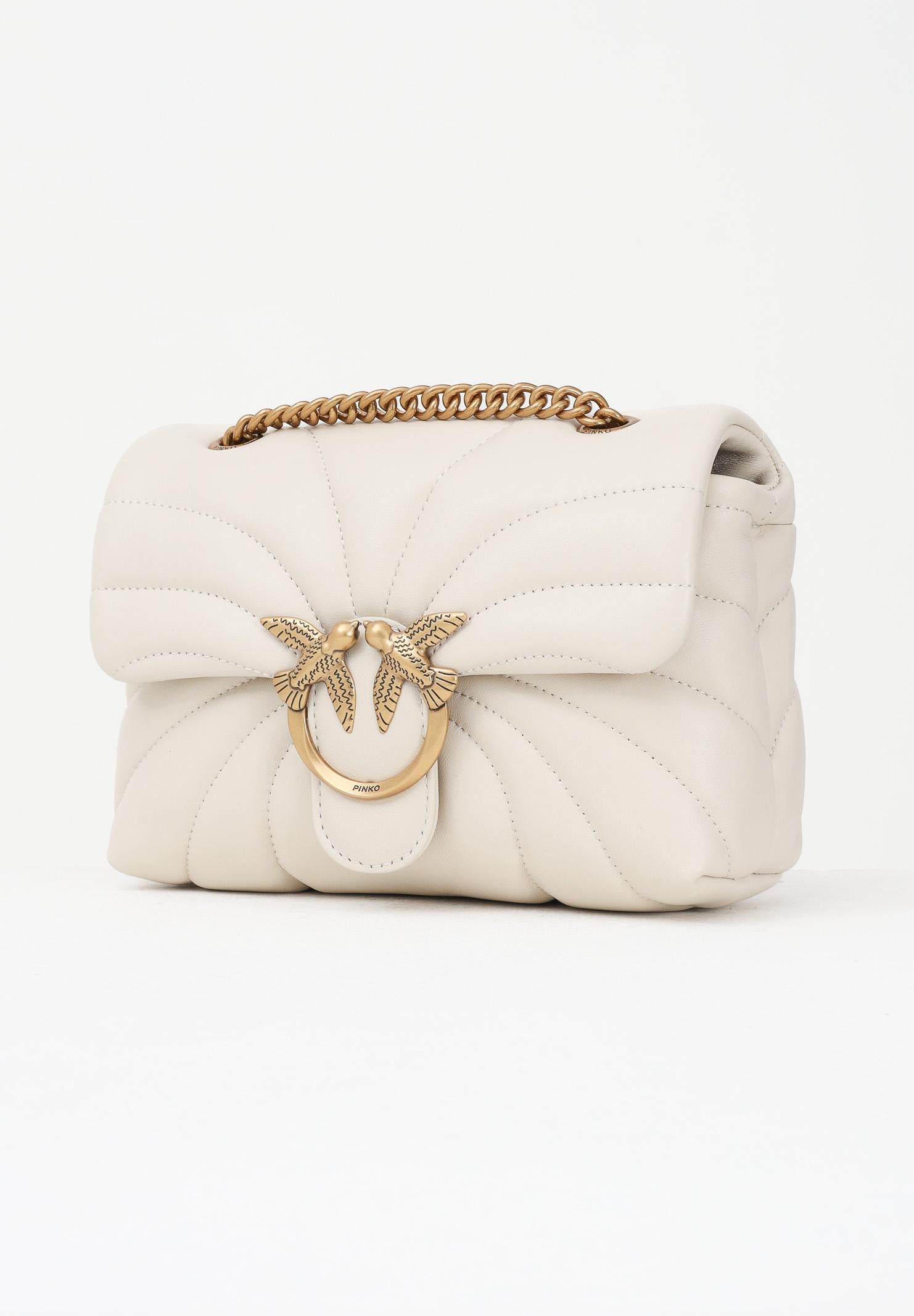 PINKO Borsa a tracolla Mini Love Bag Puff panna da donna in nappa con trapuntatura Butterfly 100039A1EX Z14Q PINKO