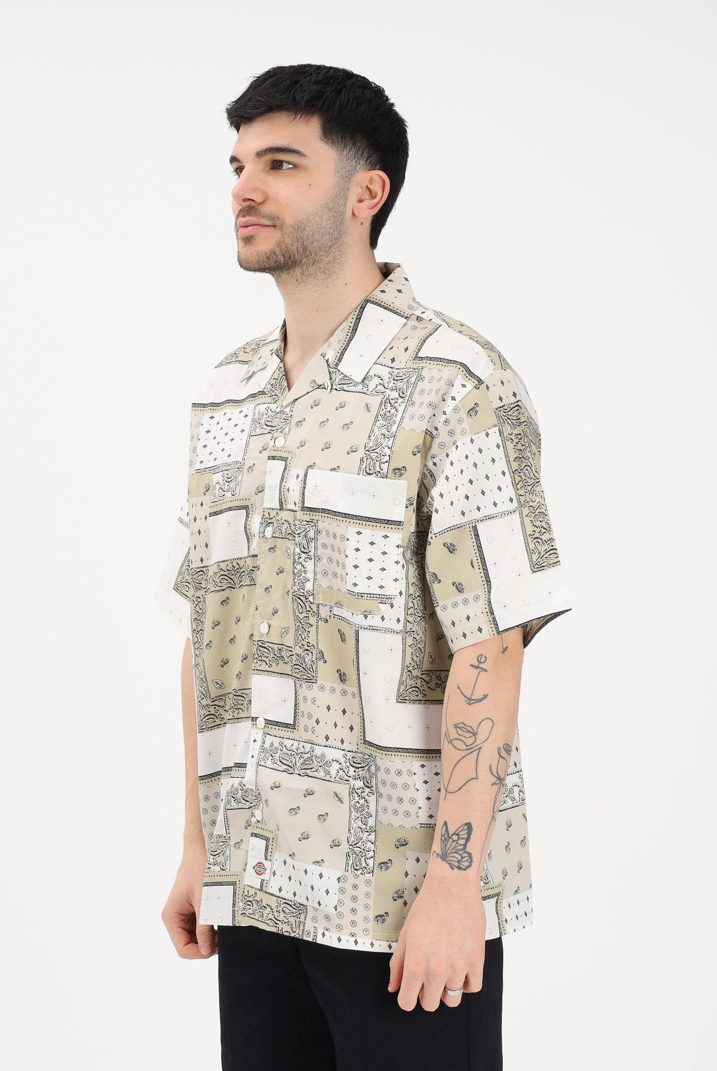 DICKIES Camicia a manica corta Glandorf panna e beige da uomo DK0A889TC481 . DIckies