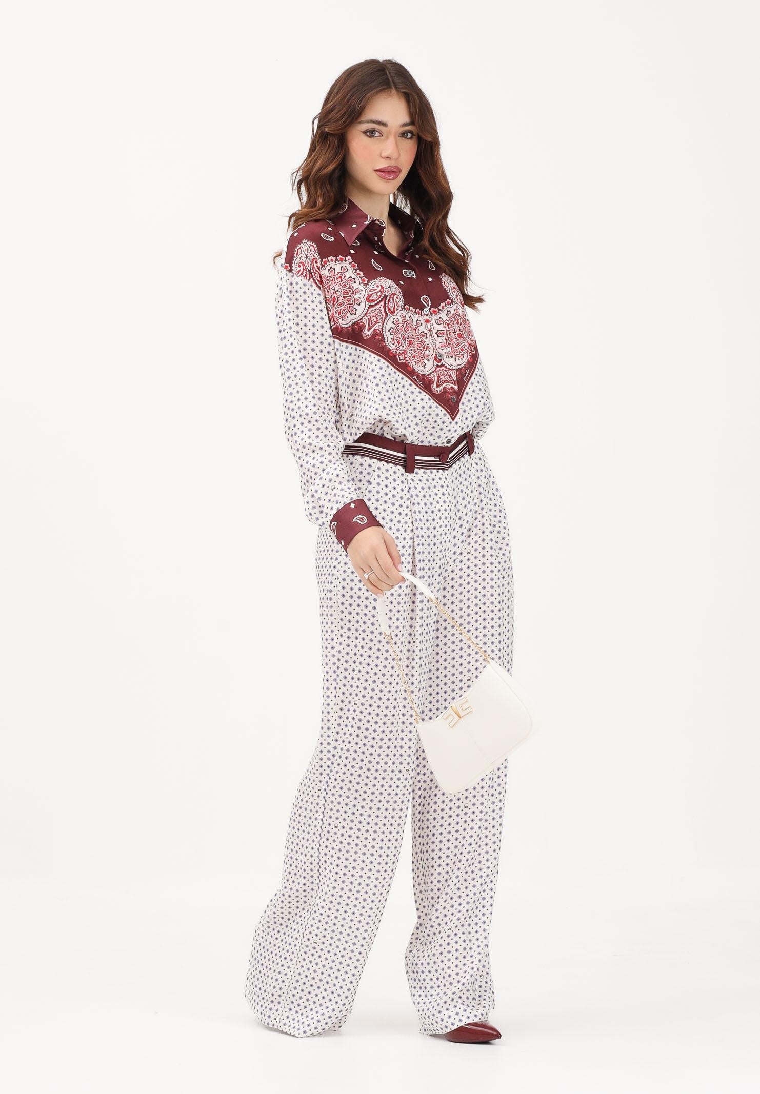 PINKO Pantalone elegante RUTH bianco da donna con motivo cravatteria 106203A31K BBA PINKO