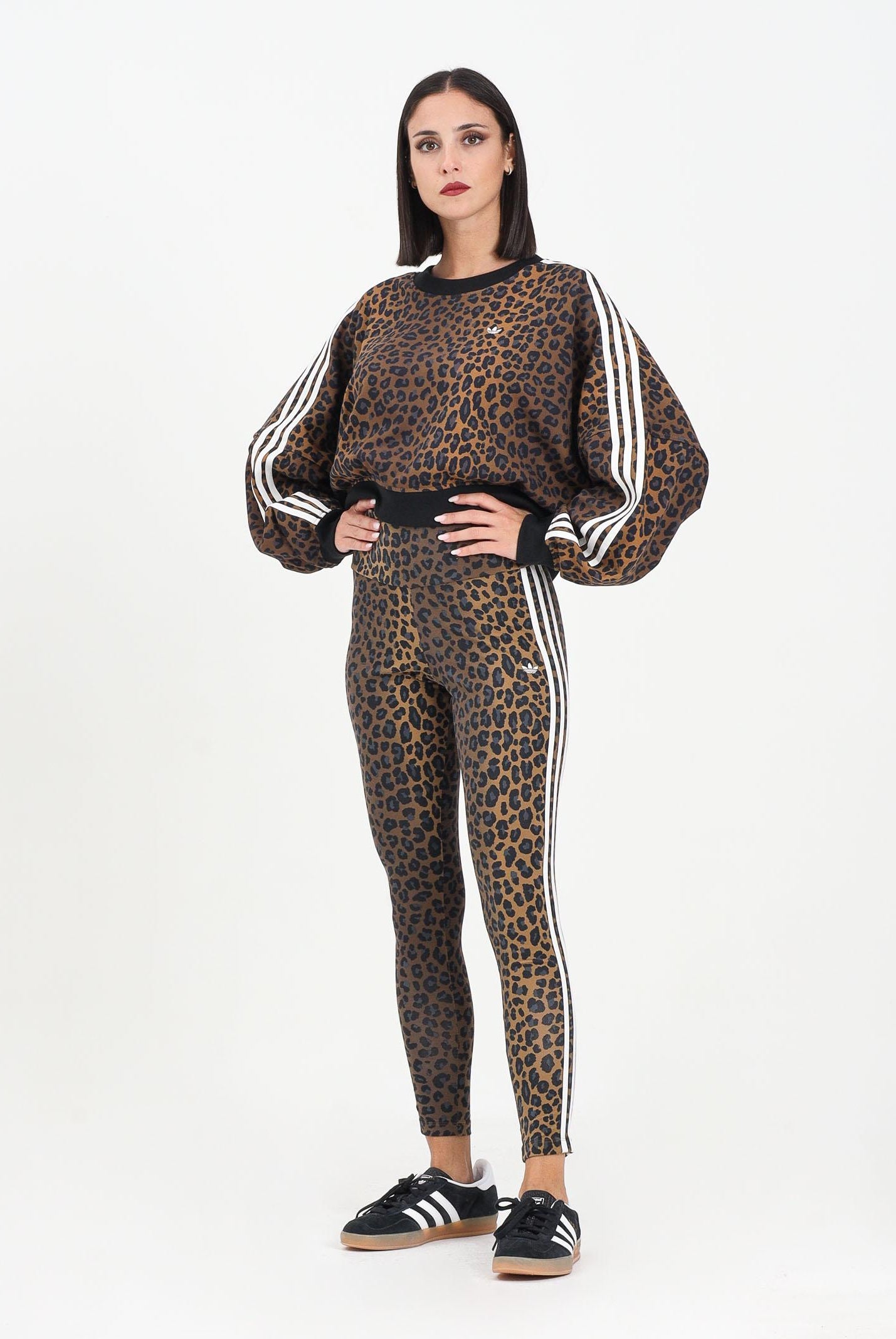 ADIDAS ORIGINALS Leggings Leopard 3-Stripes beige da donna JW7308 ADIDAS ORIGINALS