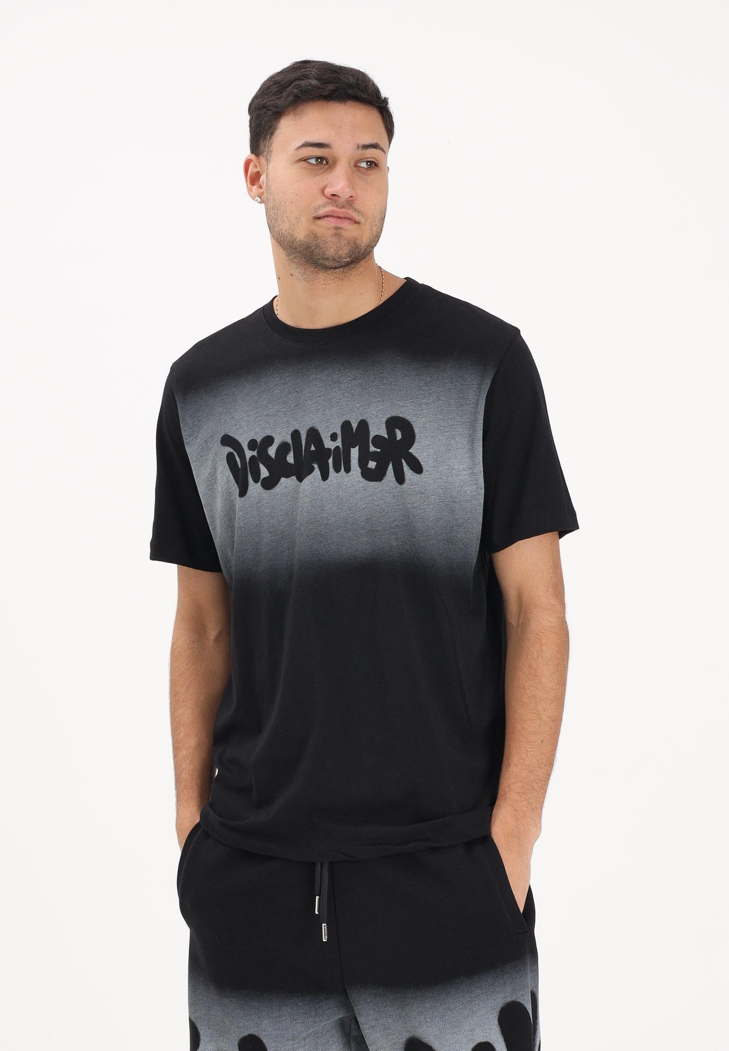 DISCLAIMER T-shirt a manica corta nera da uomo con stampa logo in stile graffiti 26EDS55419 NE DISCLAIMER