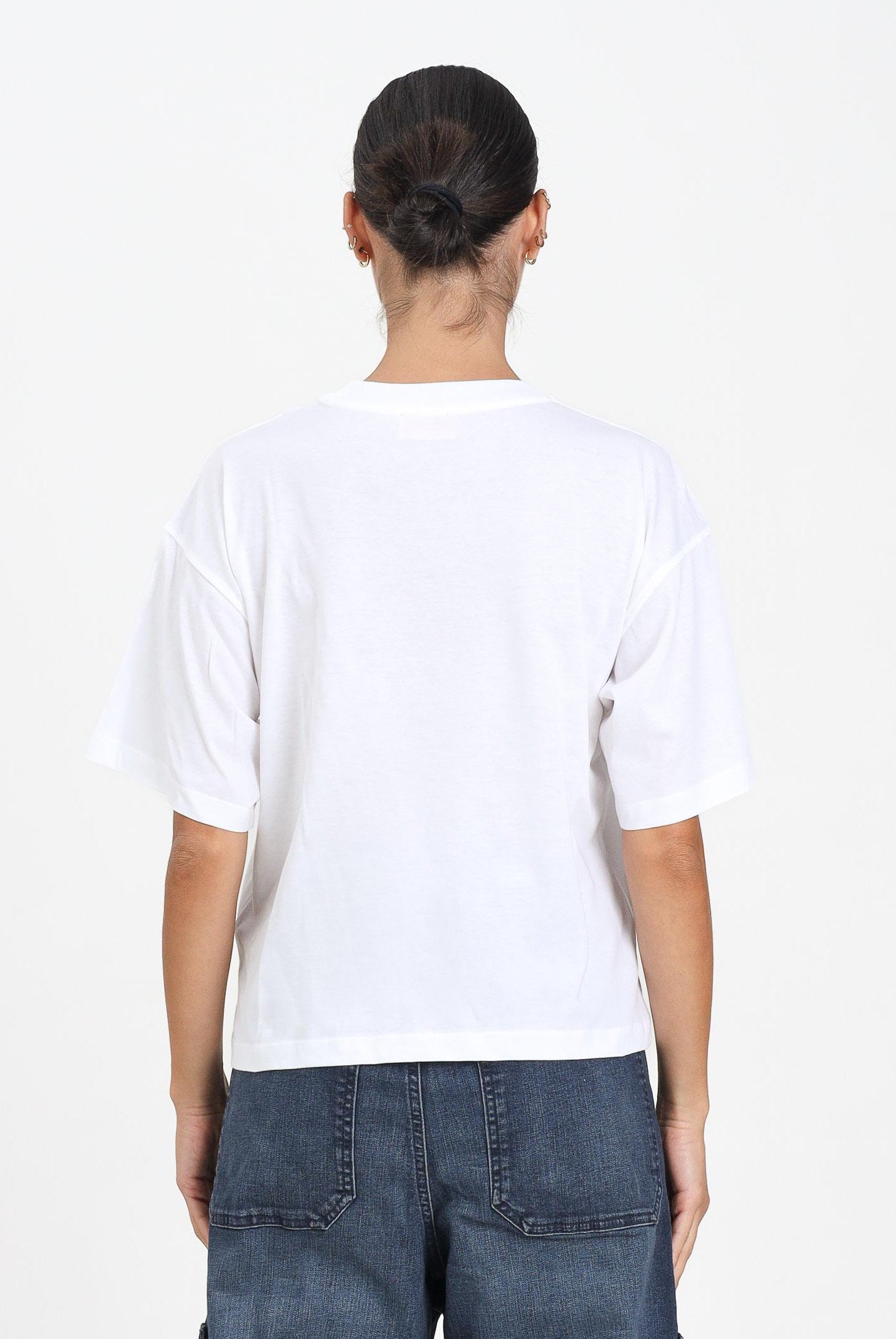 DIESEL T-shirt a manica corta bianca per donna e ragazze con logo Oval D J0242800YI9 K100 DIESEL