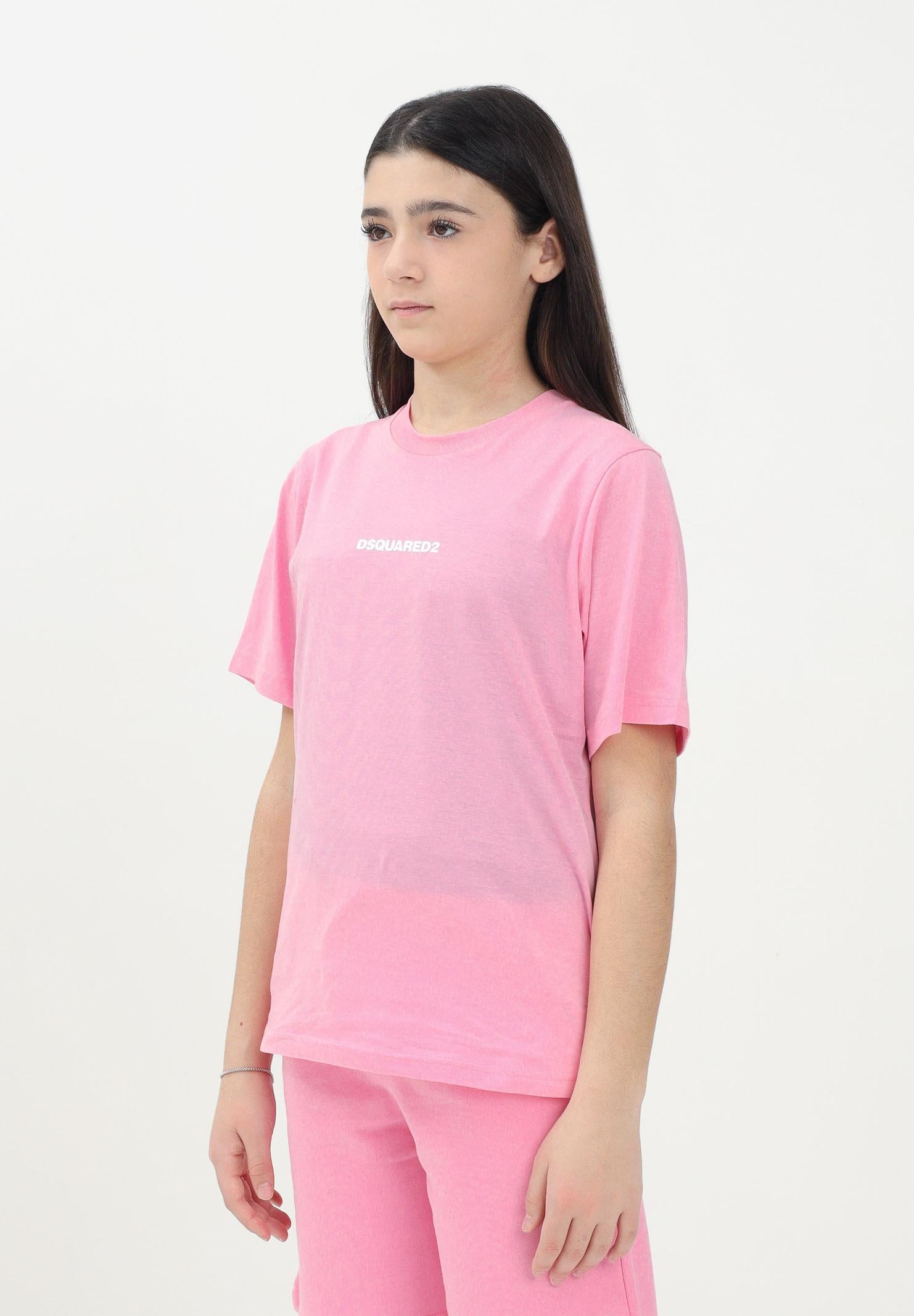DSQUARED2 T-shirt a manica corta rosa per donna, ragazzi e bambini con logo DSQUARED2 DQ2823D004G DQ321 DSQUARED2