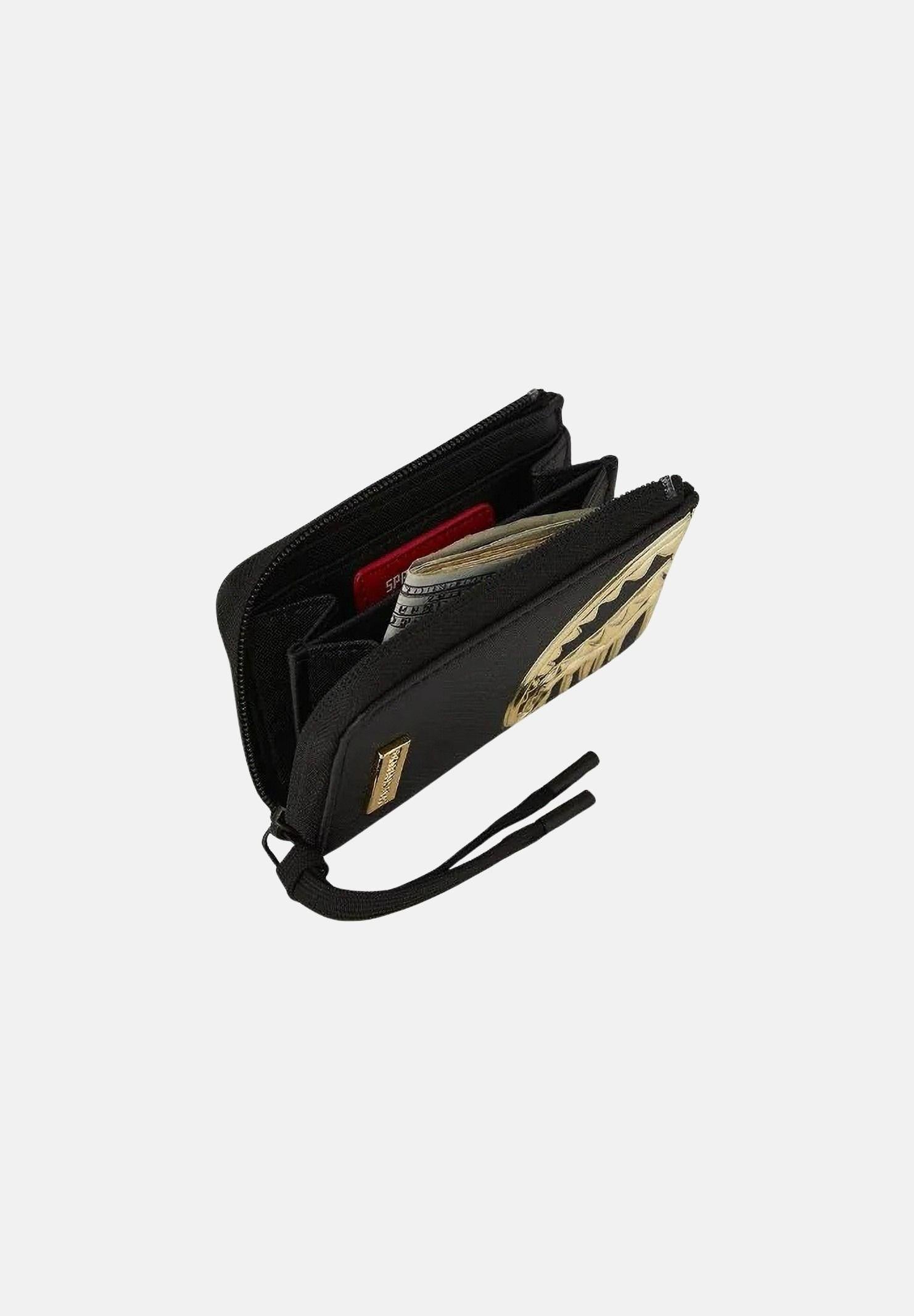 SPRAYGROUND Portafogli GOLD AND DANGEROUS WALLET nero e oro per uomo e donna 910W8272NSZ . SPRAYGROUND
