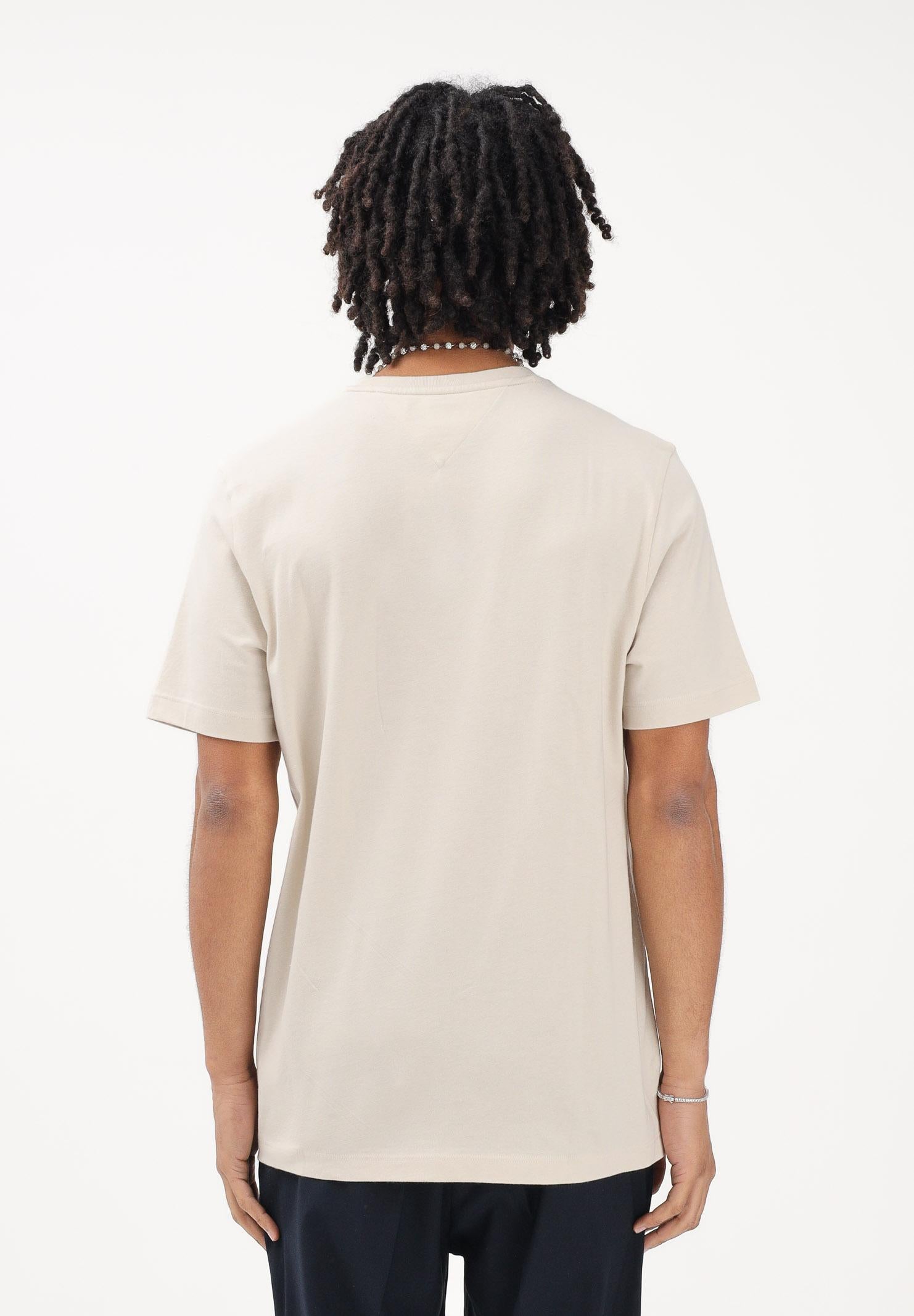 TOMMY HILFIGER T-shirt a manica corta beige da uomo con logo MW0MW39995 ACG TOMMY HILFIGER