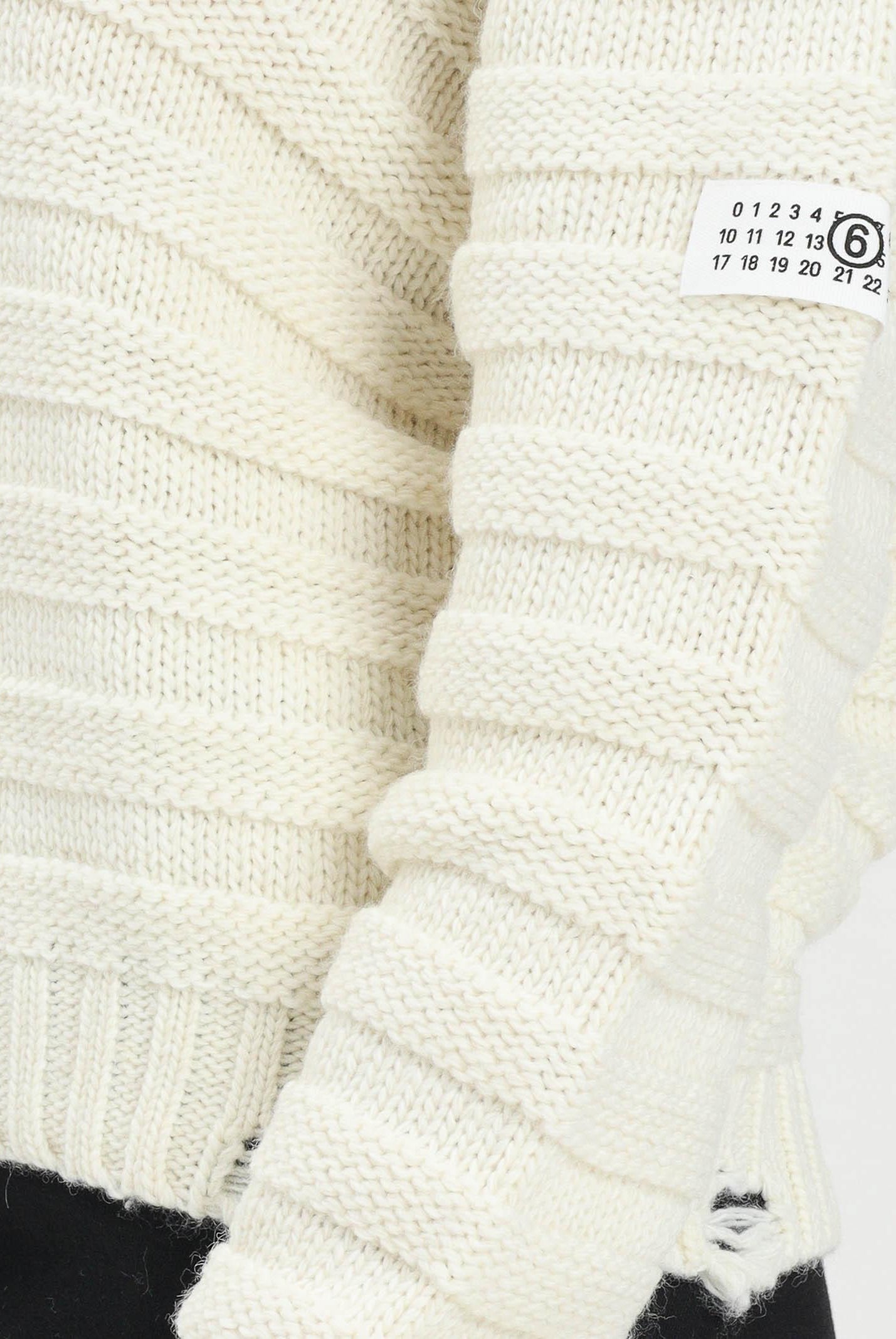 MAISON MARGIELA Maglioncino girocollo panna per donna, ragazzi e bambini in misto lana a coste con rotture<BR/> M60880MM06P M6101 MAISON MARGIELA