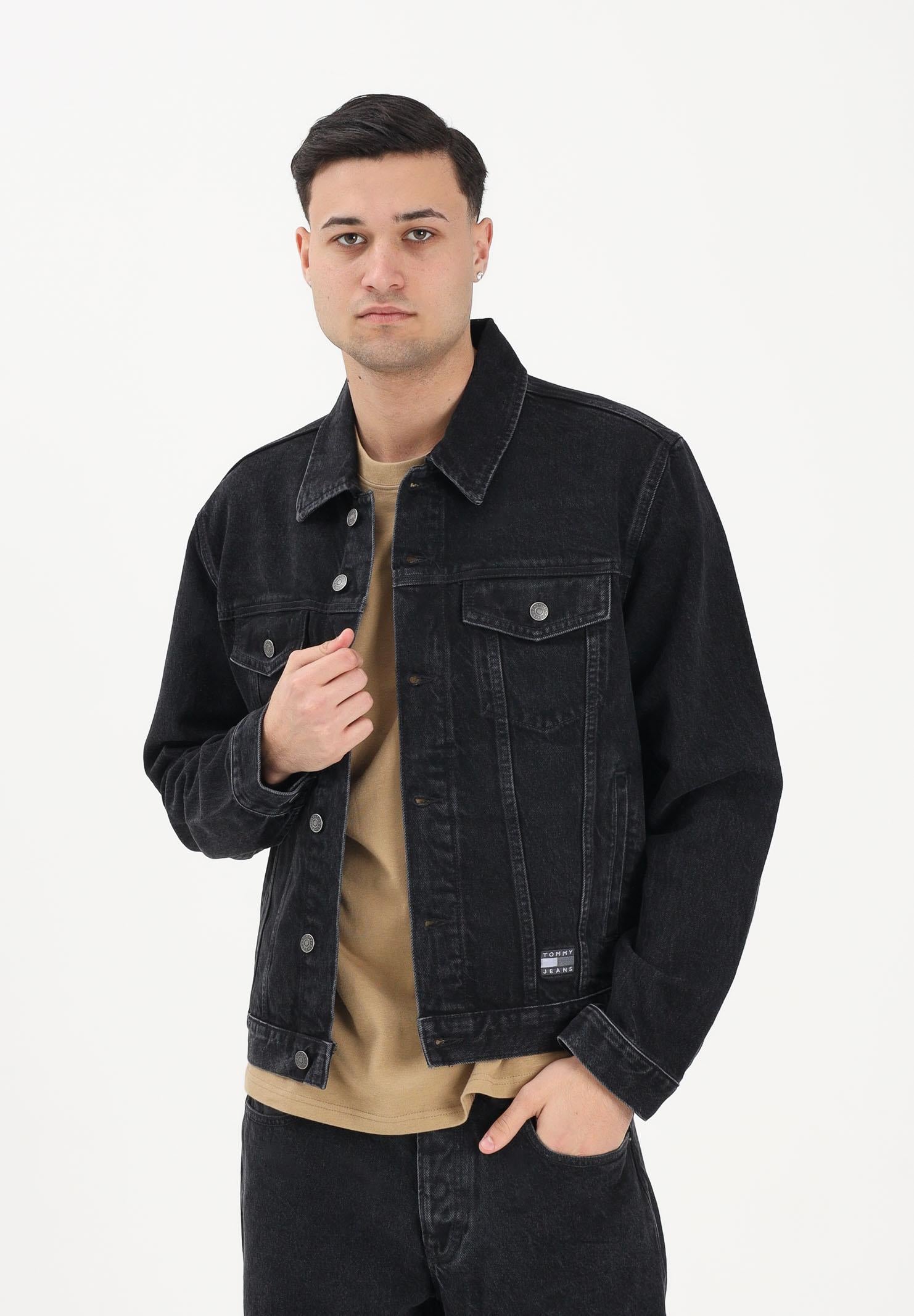 TOMMY JEANS Giubbotto in denim nero da uomo DM0DM22670 1BZ TOMMY JEANS