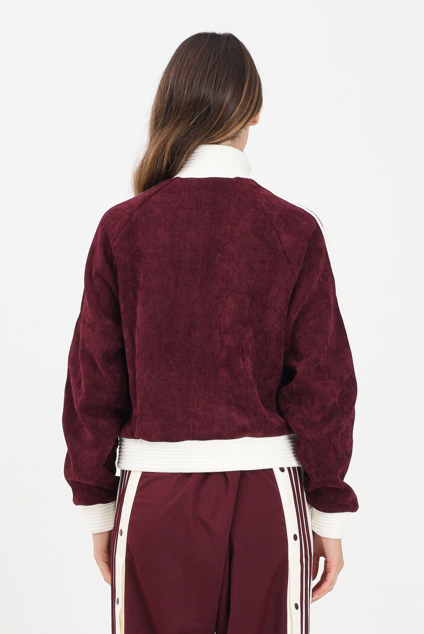 ADIDAS ORIGINALS Felpa con zip VELOUR KNIT bordeaux da donna KS0400  ADIDAS ORIGINALS