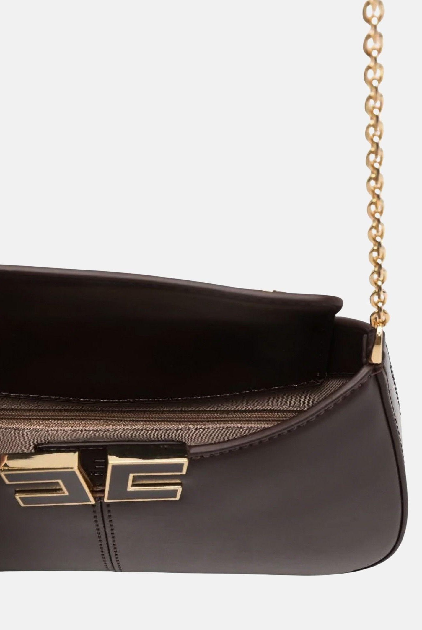 ELISABETTA FRANCHI Borsa a spalla cacao da donna con dettaglio logo BS93A61E2 644 ELISABETTA FRANCHI