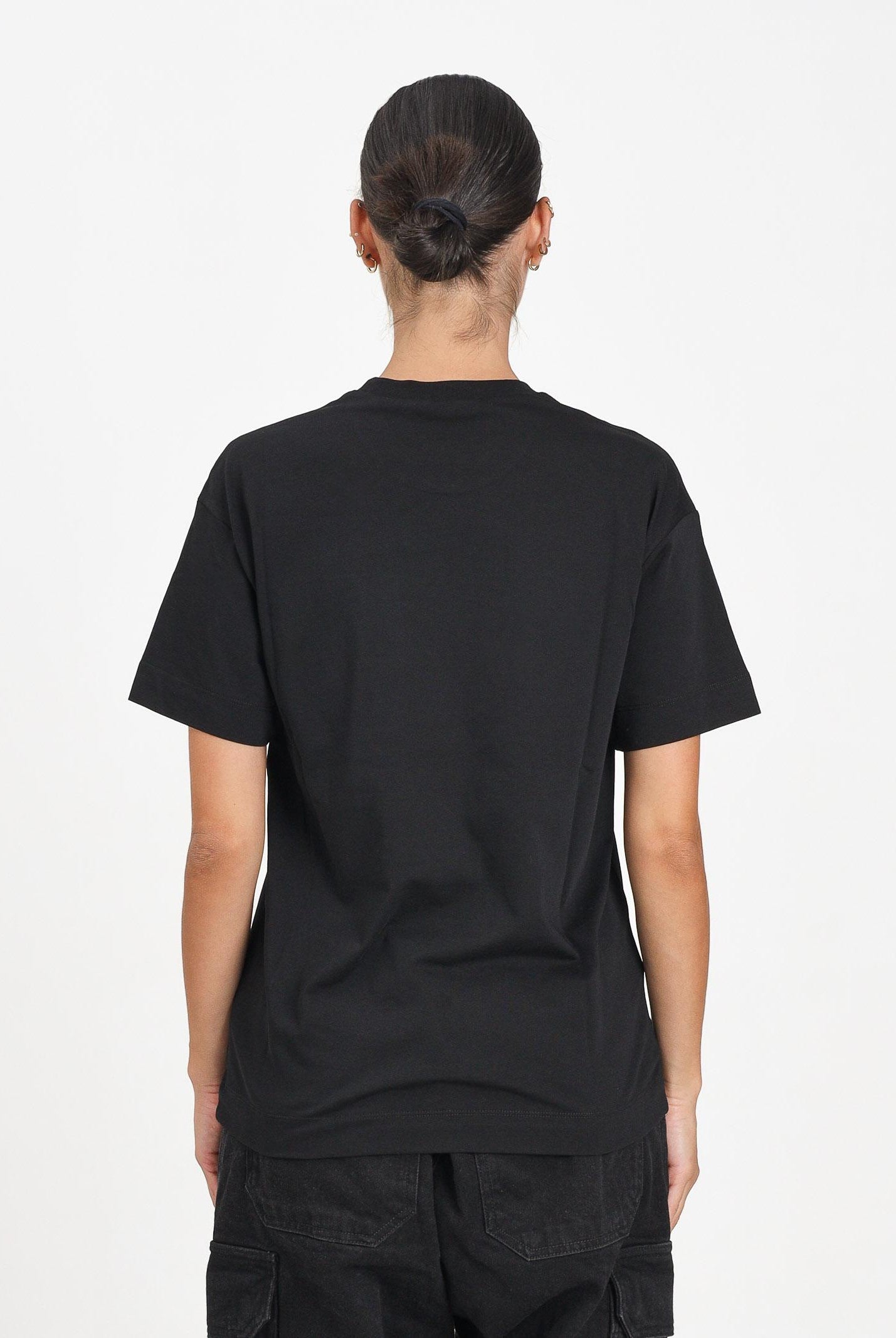 MARNI T-shirt a manica corta nera per donna, ragazzi e bambini con taschino e logo M01415M00RF 0M900 MARNI