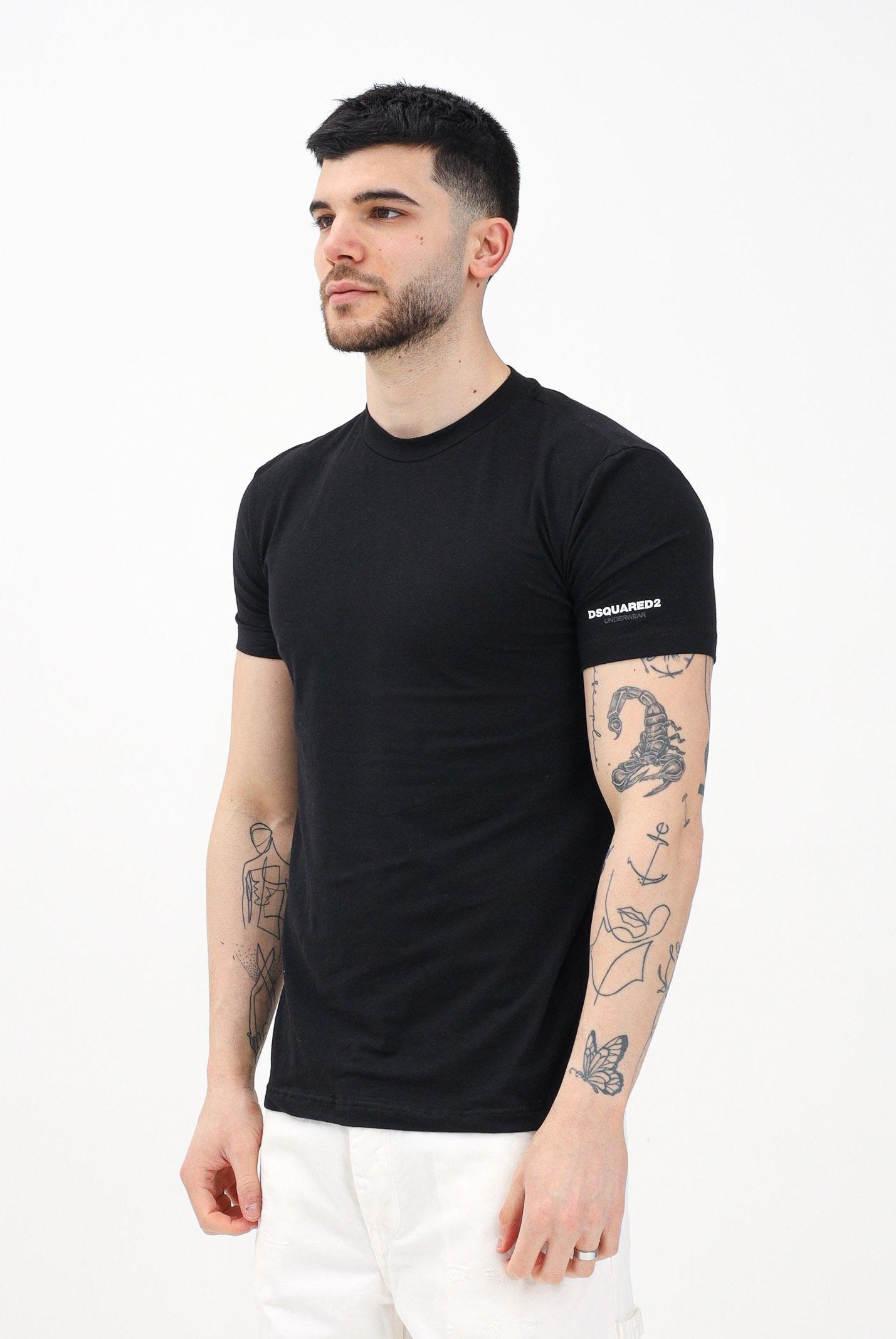 DSQUARED2 T-shirt a manica corta nera da uomo con stampa logo DCX250070D 010 DSQUARED2